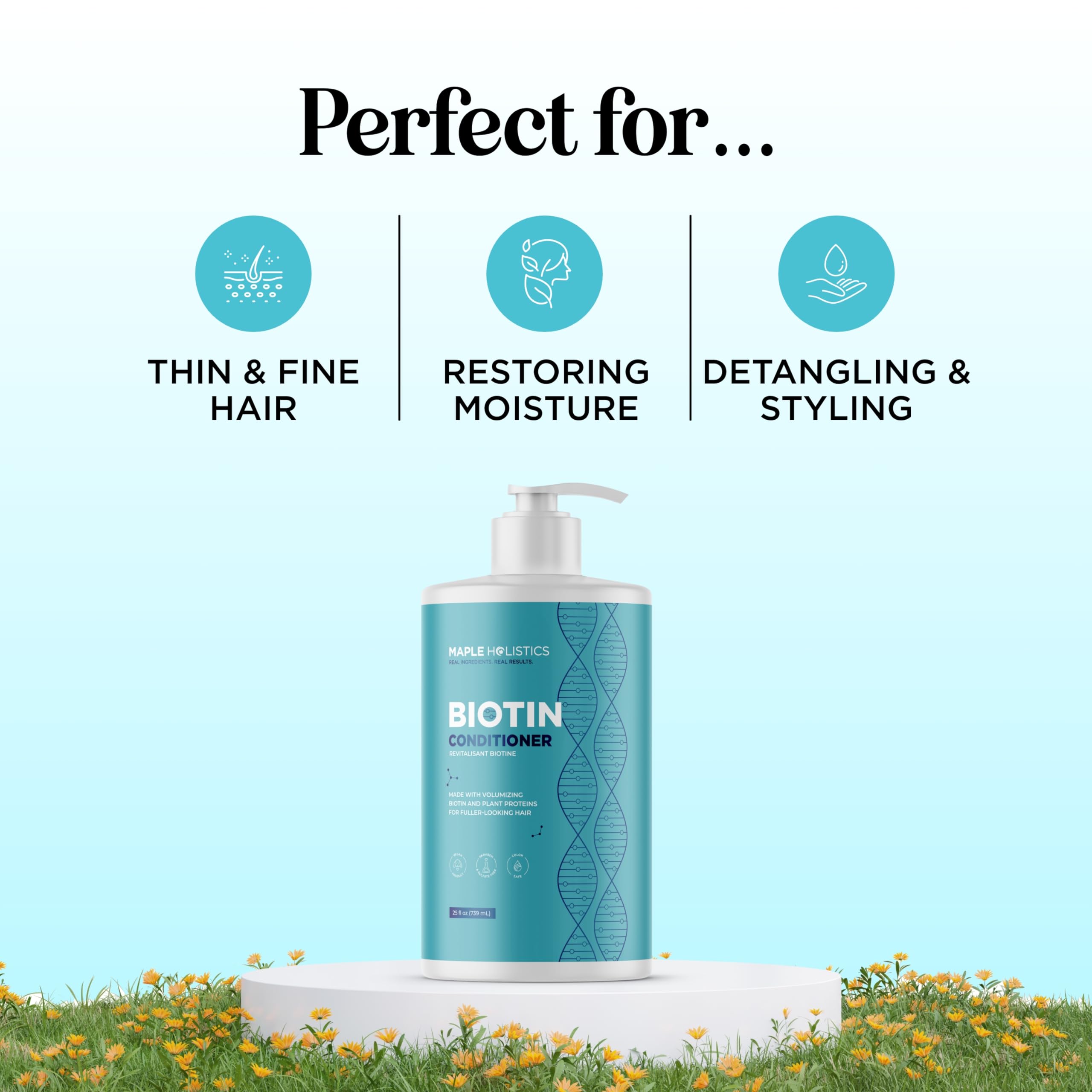 Maple Holistics conditioner dispensing pump enables easy, even application.