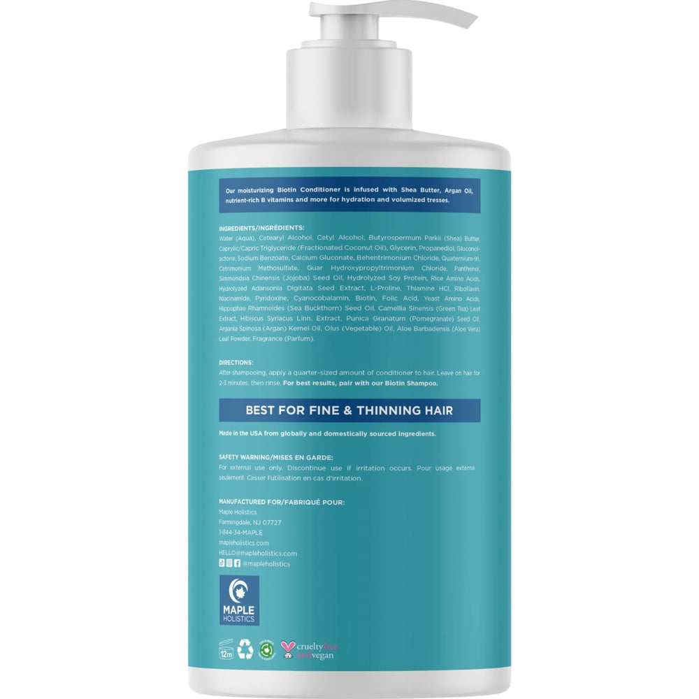 Maple Holistics Biotin Conditioner with green tea supports scalp comfort and resilience.