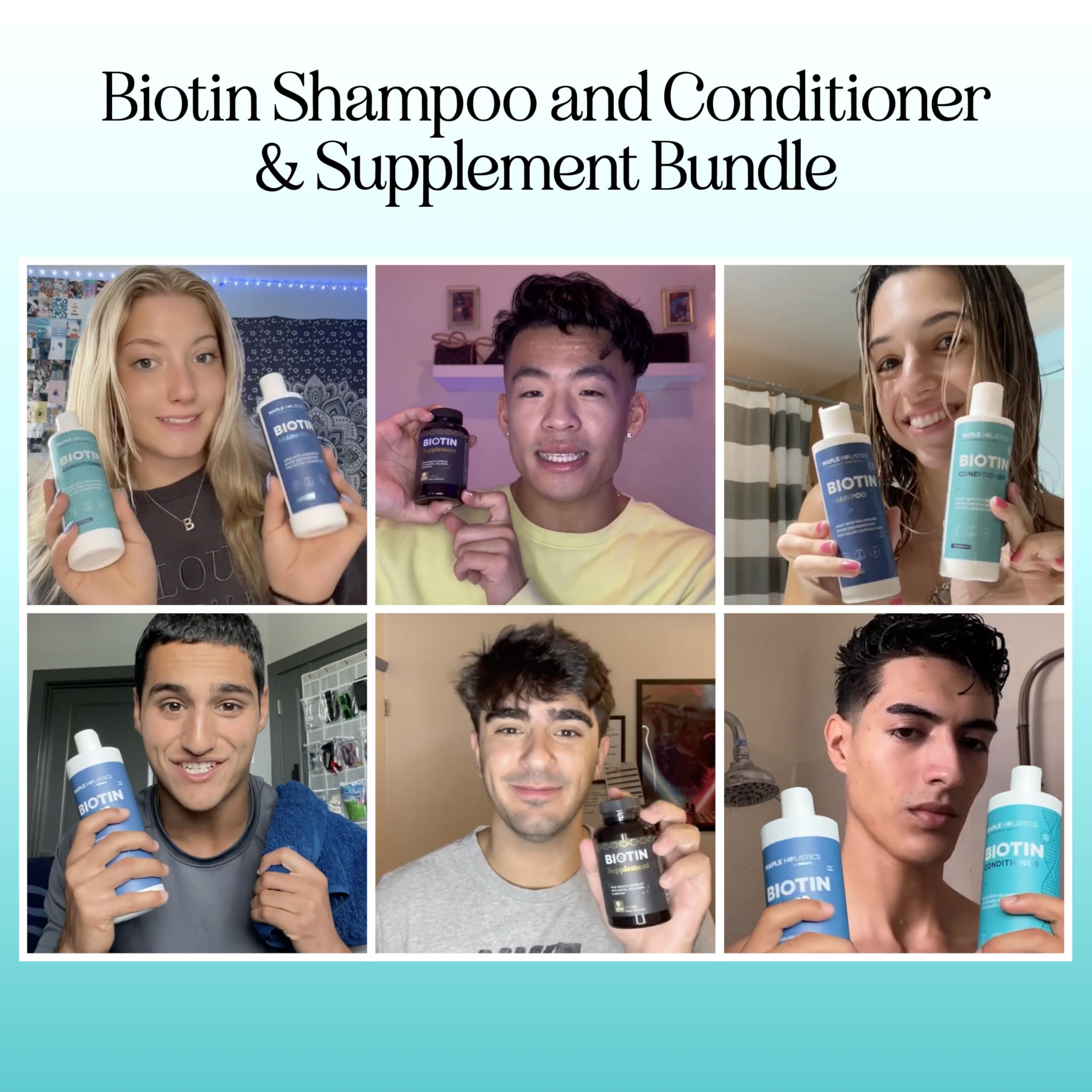 Maple Holistics Biotin Shampoo label close-up highlights natural formula