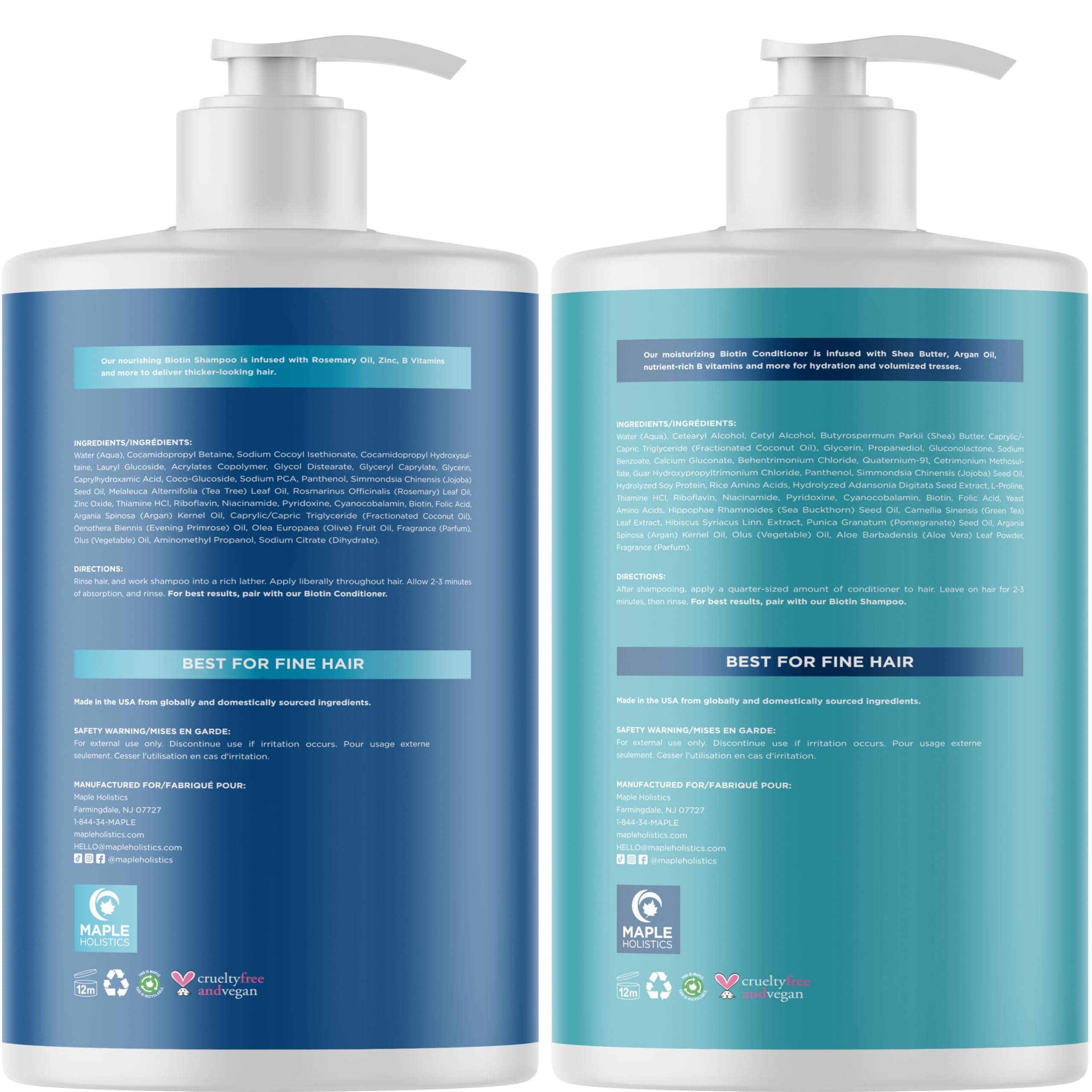 Maple Holistics color-safe shampoo label emphasizes gentle cleansing.
