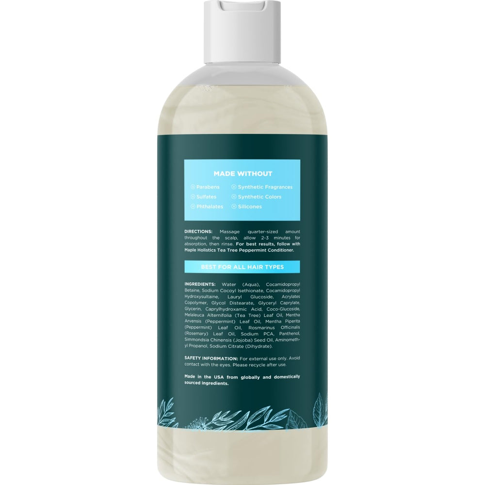 Maple Holistics deep-cleansing foam on hair suggests removal of buildup while retaining softness