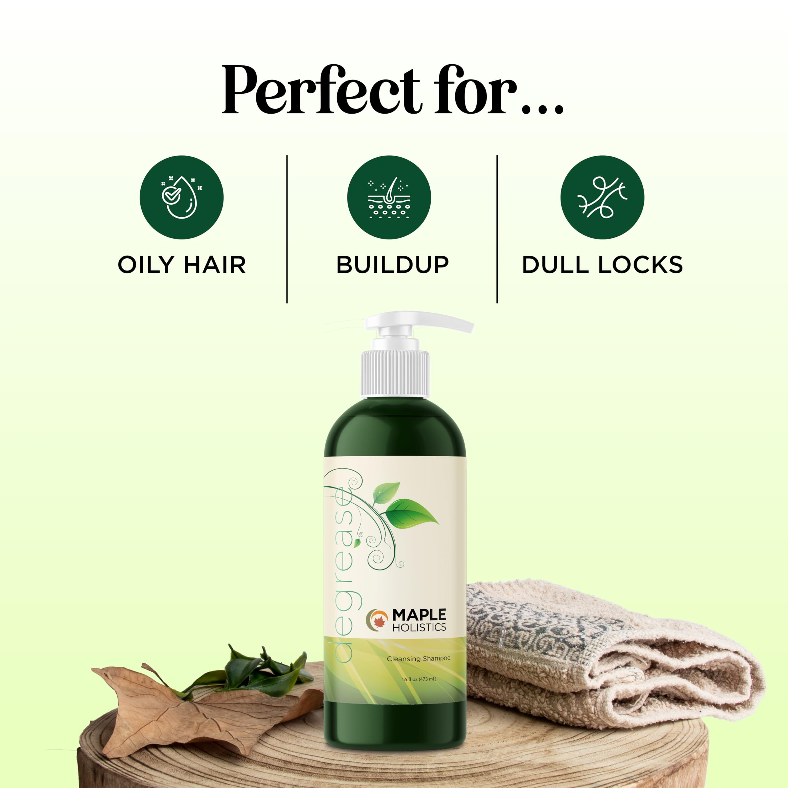 Maple Holistics dry scalp care routine scene with soothing hydration