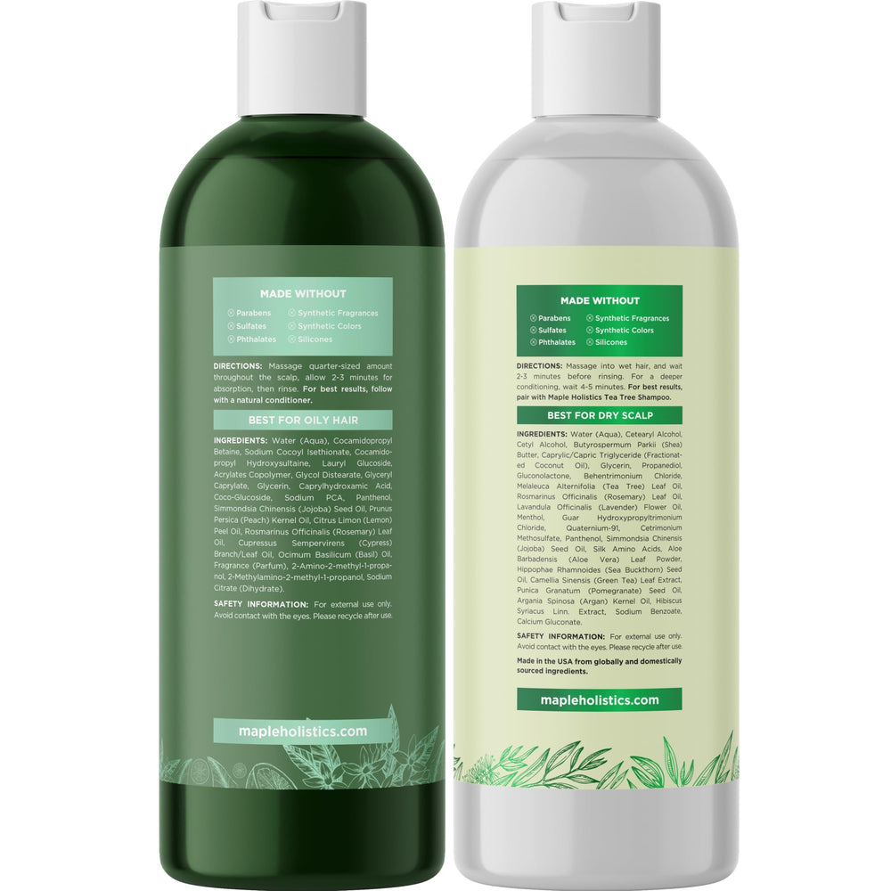 Maple Holistics Essential Oils graphic with rosemary and tea tree
