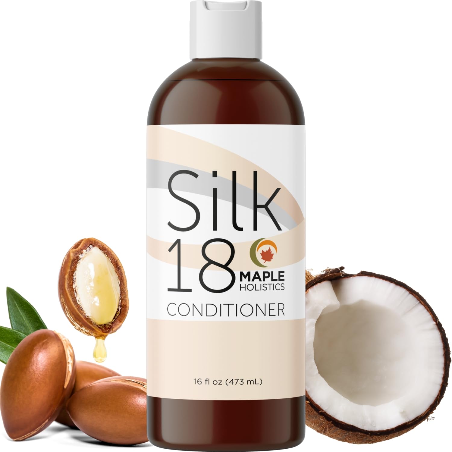Maple Holistics conditioner bottle pour promoting smoothness for dry hair