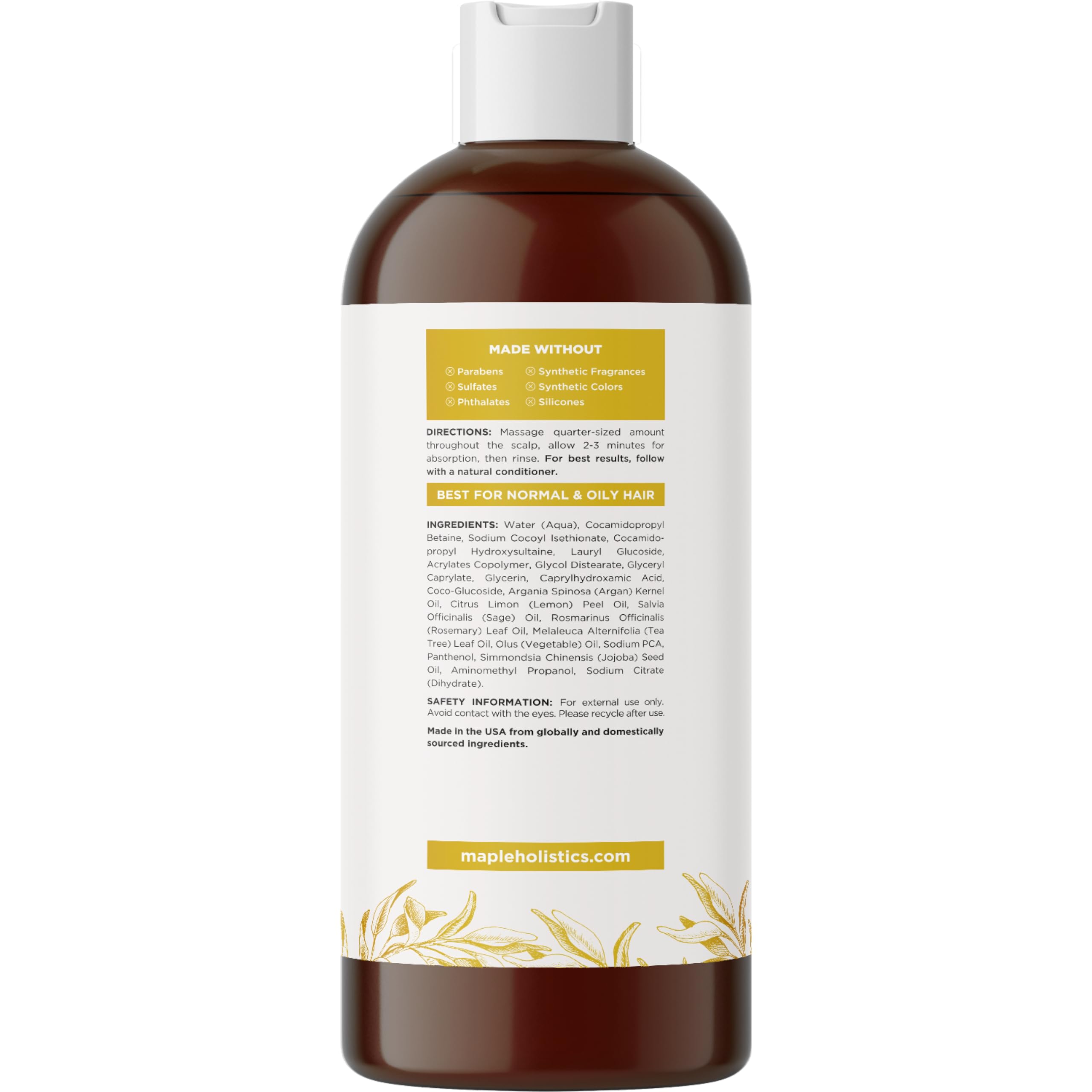 Maple Holistics Lemon Sage Clarifying Shampoo foamy lather removes buildup