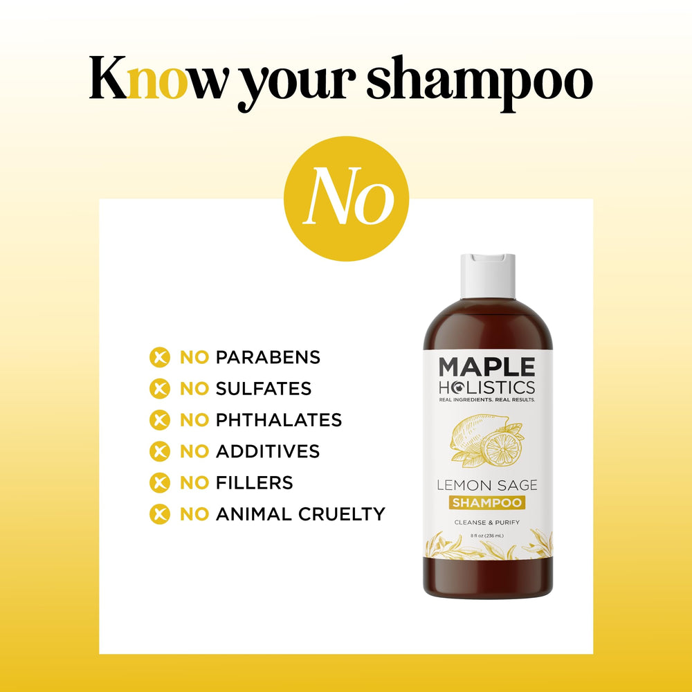 Maple Holistics Lemon Sage Clarifying Shampoo front of bottle