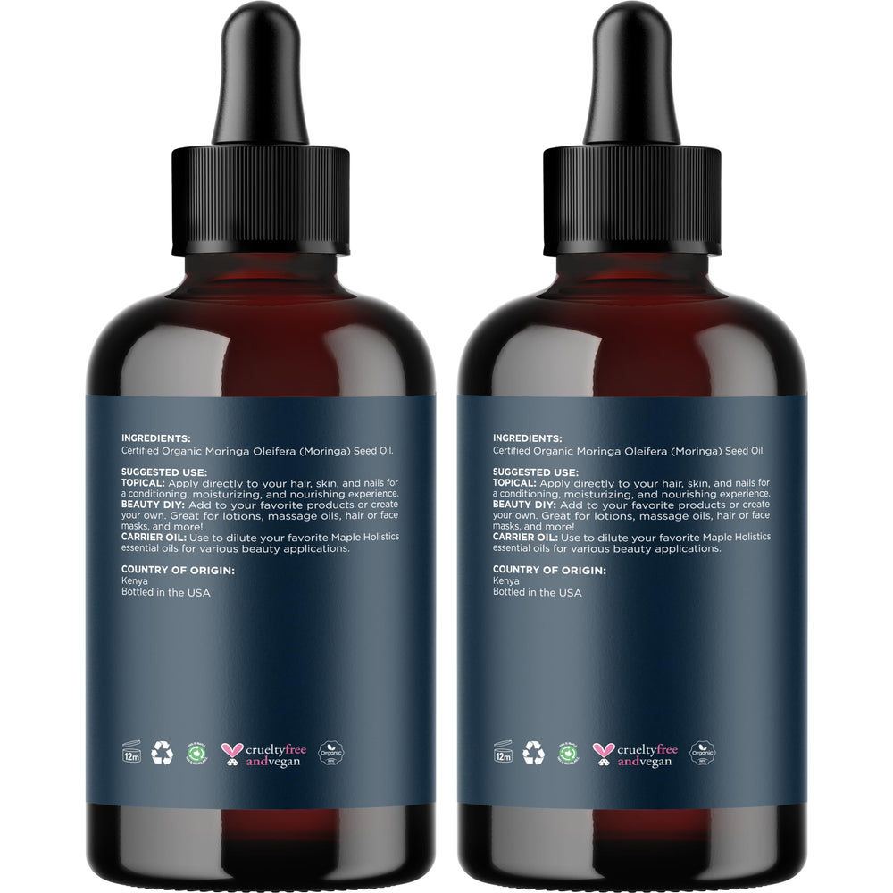 Maple Holistics Moringa Oil on the face as a lightweight moisturizer