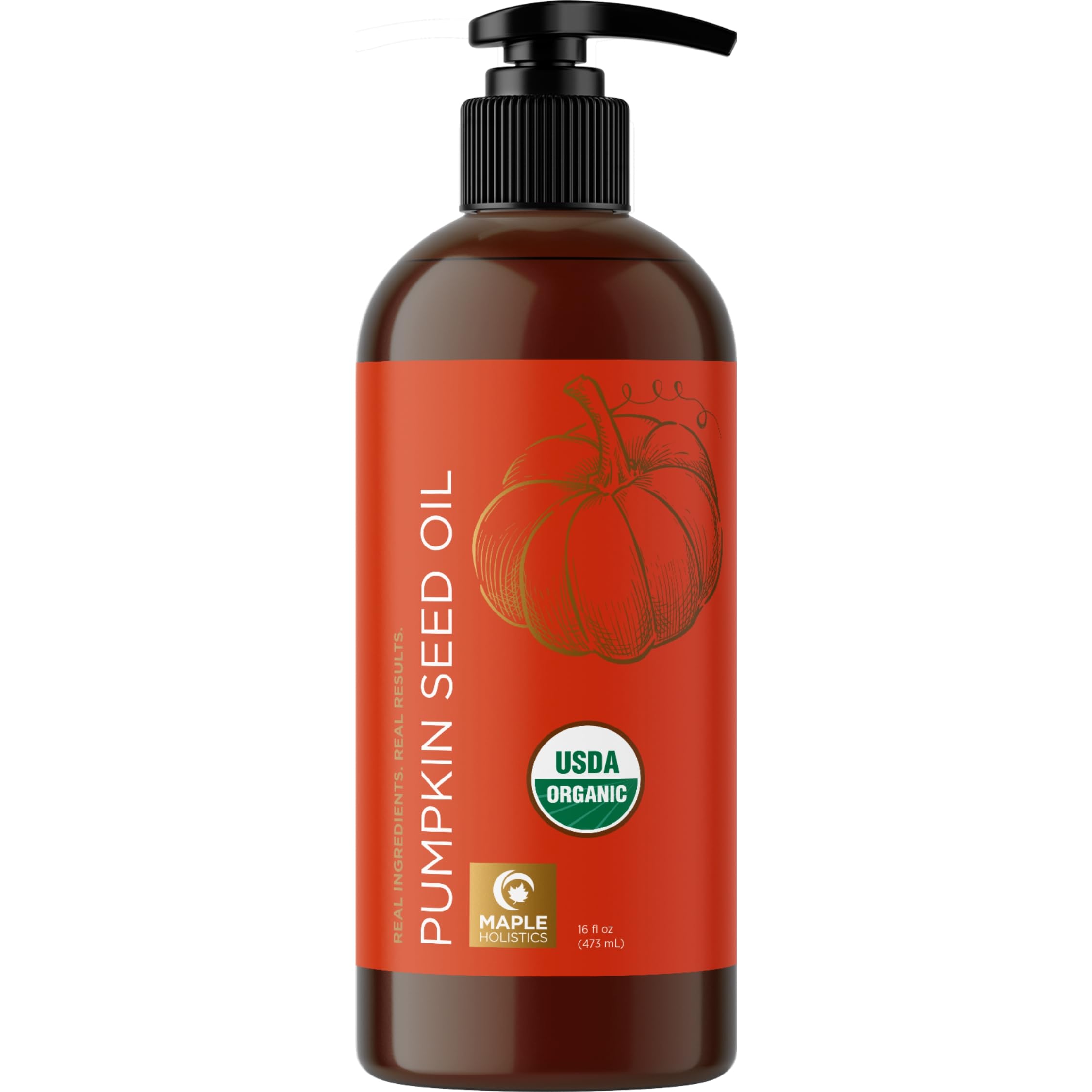 Maple Holistics pumpkin seed oil organic-certifications—USDA organic seals visible