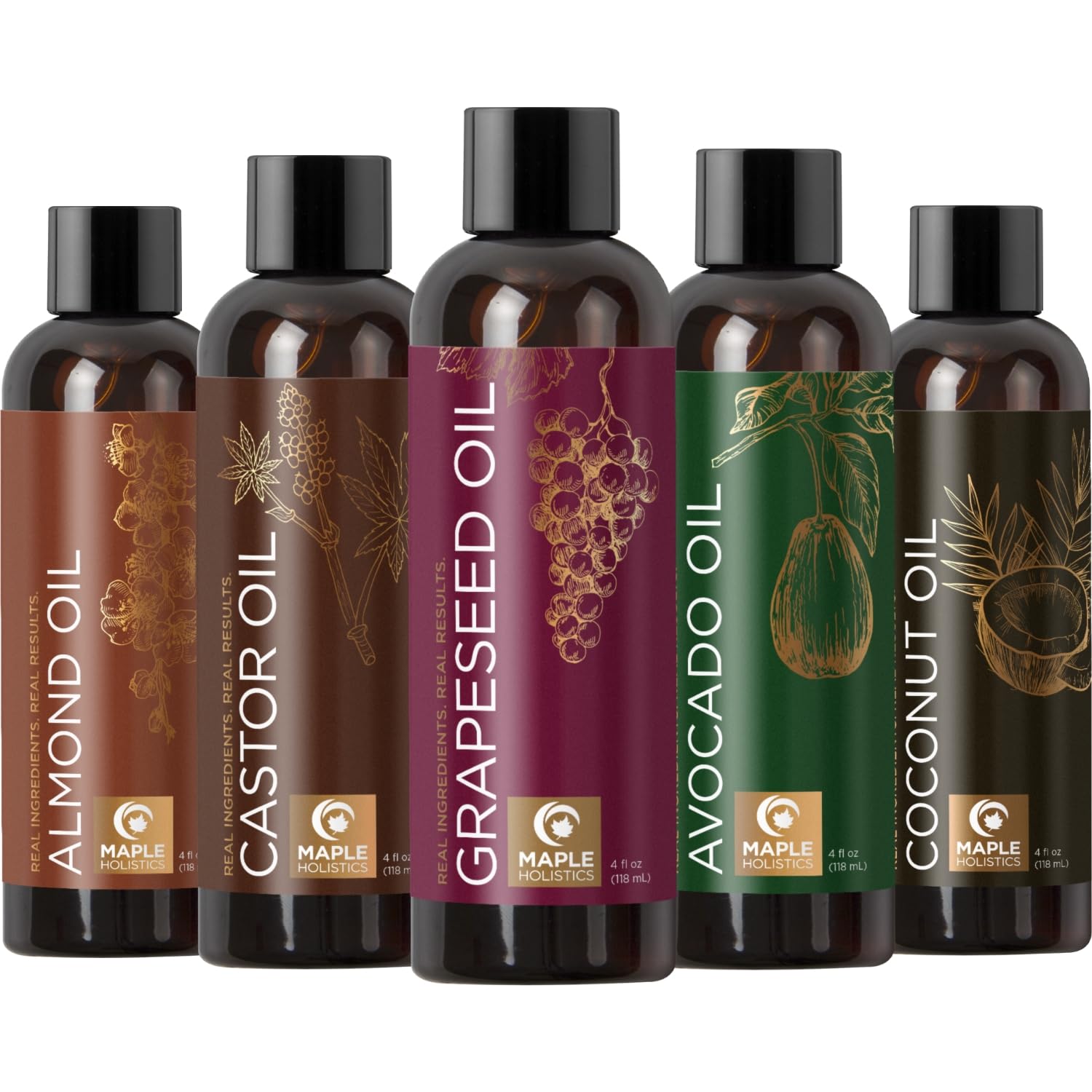 Maple Holistics Pure Almond Oil bottle closeup highlighting skin and hair nourishment