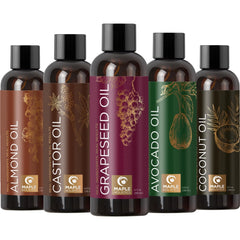 Maple Holistics Pure Almond Oil bottle closeup highlighting skin and hair nourishment