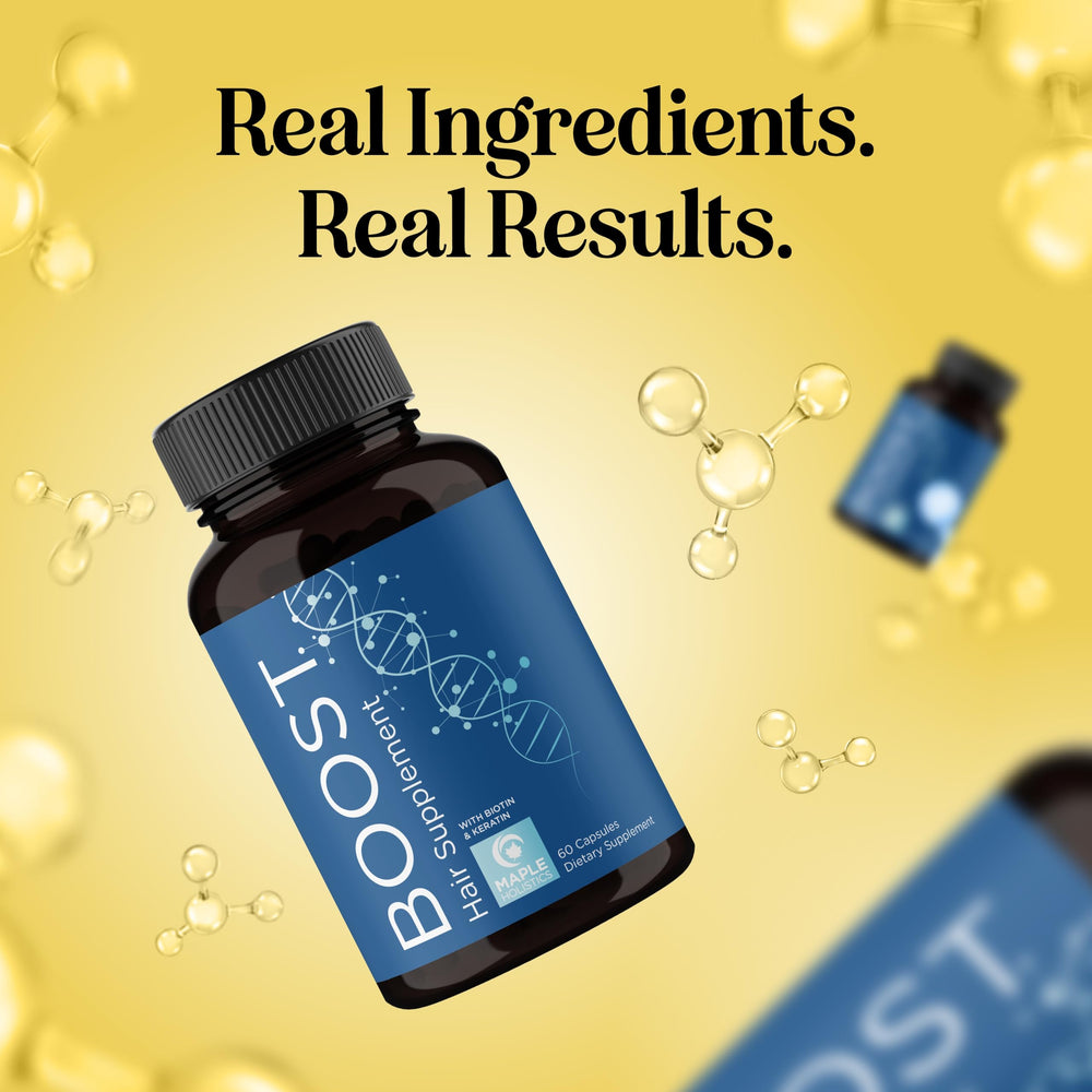 Maple Holistics quality ingredients badge communicates trust.