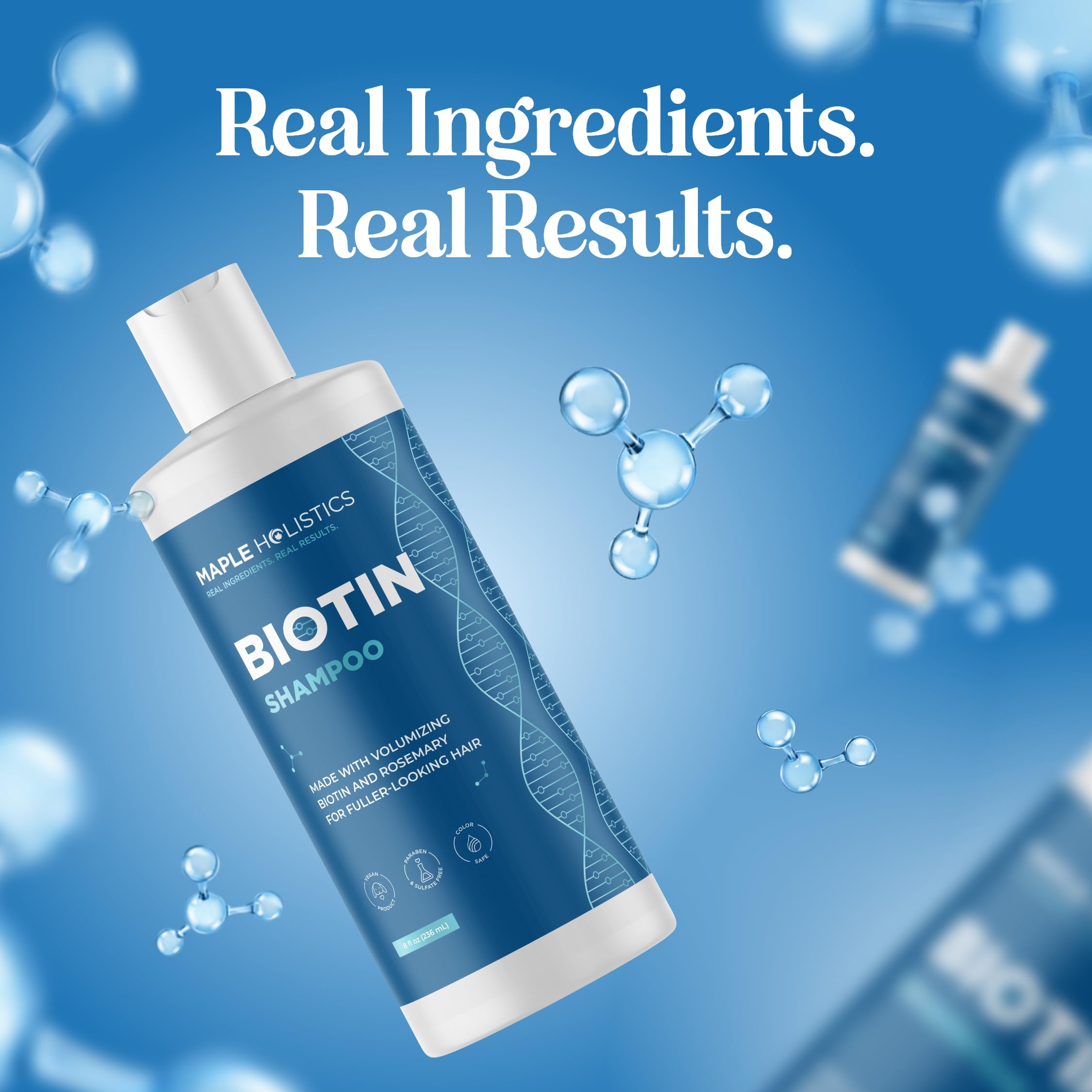 Vegan formula packaging for Maple Holistics Rosemary Biotin Shampoo