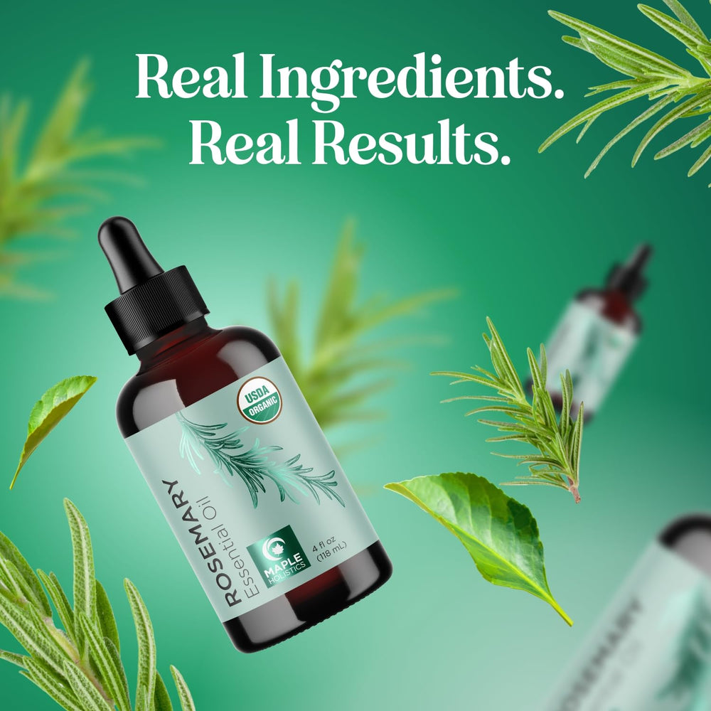 Maple Holistics rosemary oil packaging and label detail