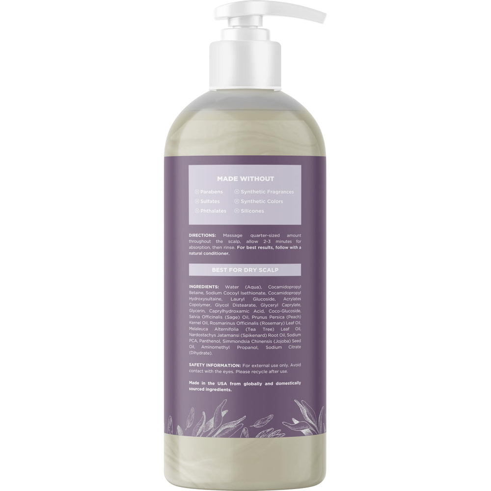 Maple Holistics Sage & Rosemary Shampoo natural oils scene with tea tree and rosemary blends.