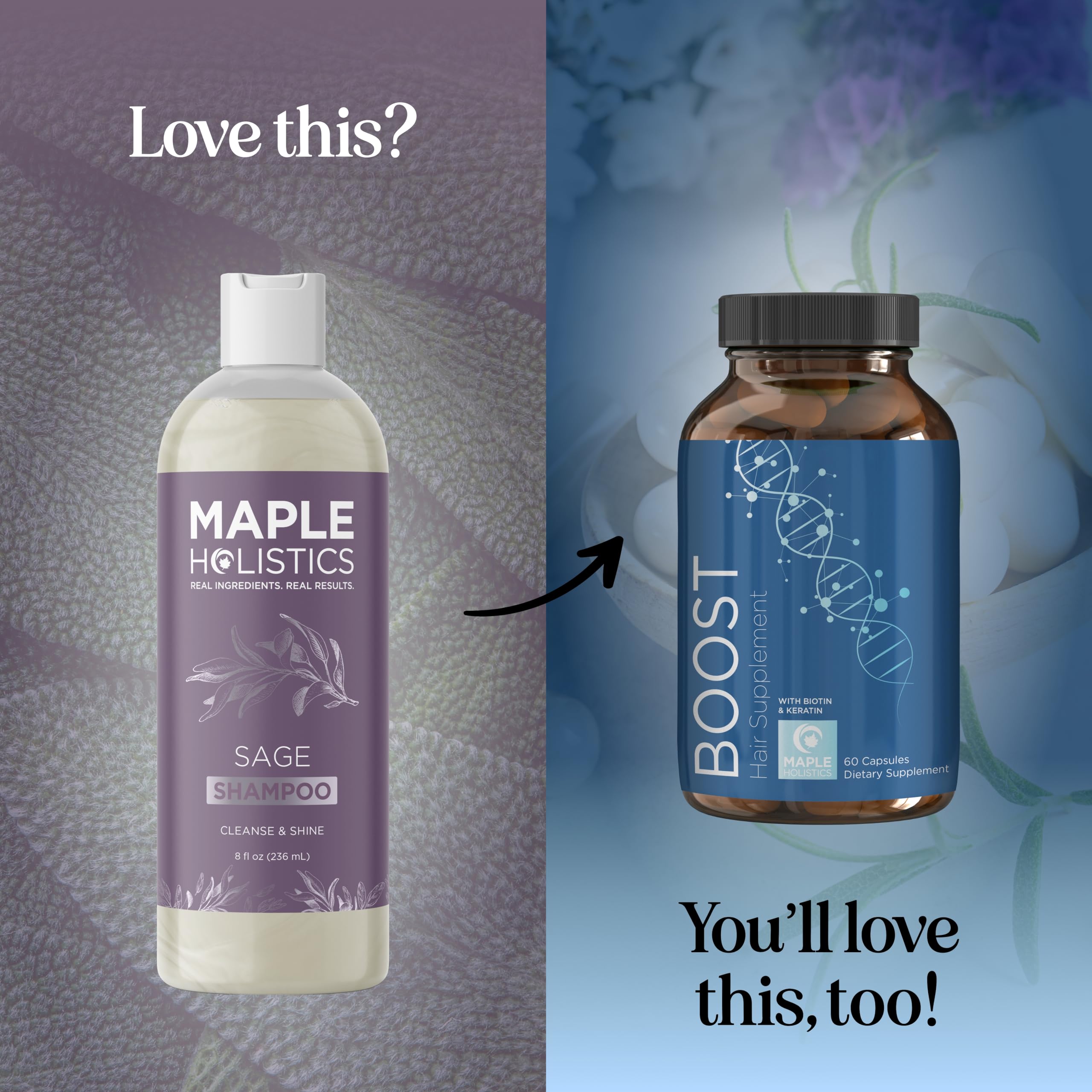 Maple Holistics Sage Rosemary Shampoo rinse scene captures the cleansing process.