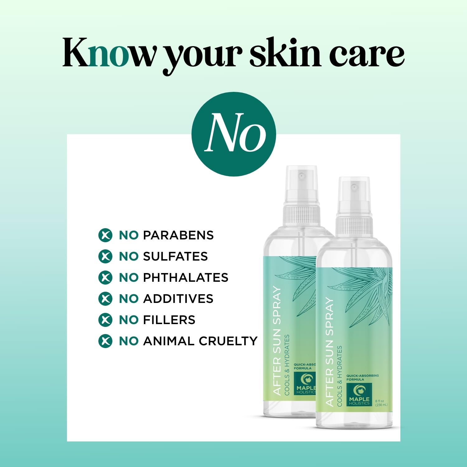 Maple Holistics Soothing Aloe spray in hand delivering lightweight moisture