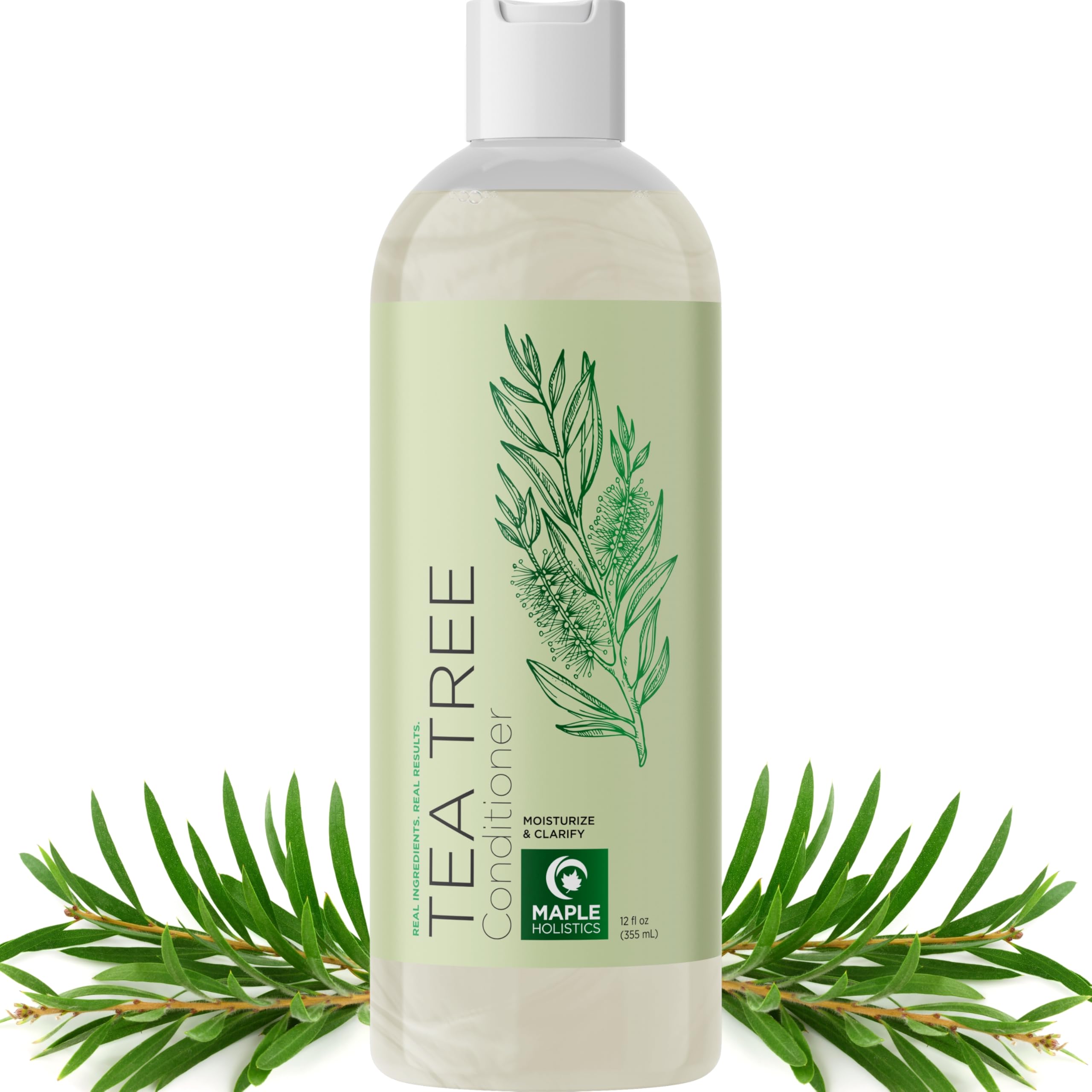 Maple Holistics Tea Tree Conditioner bottle showing the product for dry hair care and cleansing