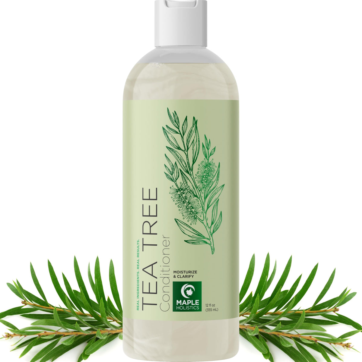 Maple Holistics Tea Tree Conditioner bottle showing the product for dry hair care and cleansing