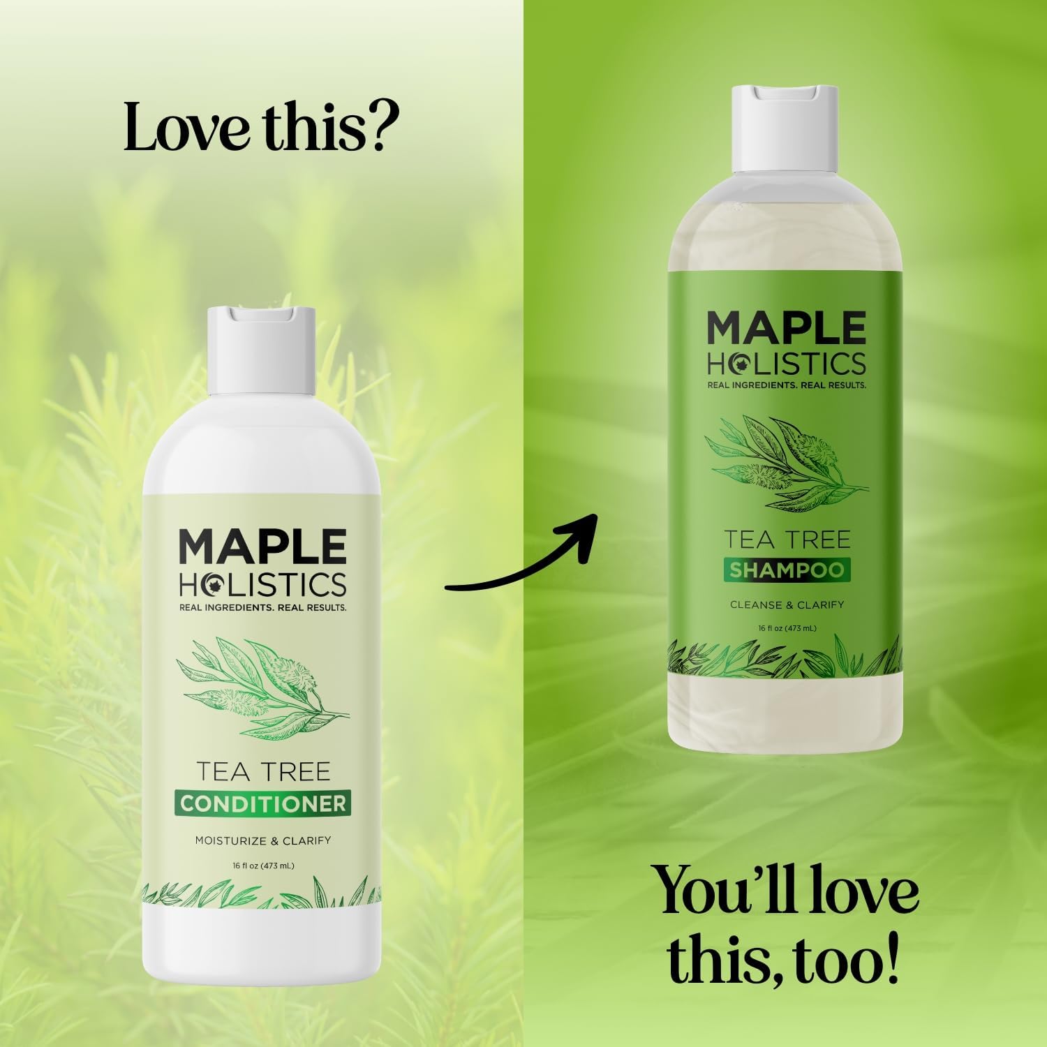 Maple Holistics Tea Tree Conditioner being applied to damp hair.