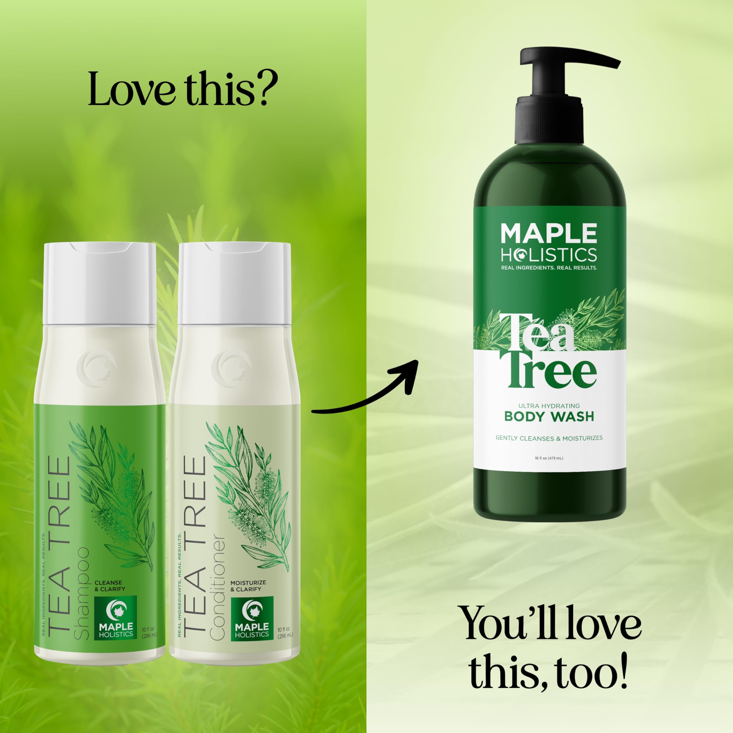 Maple Holistics Tea Tree Conditioner rinse close-up shows smooth detangler