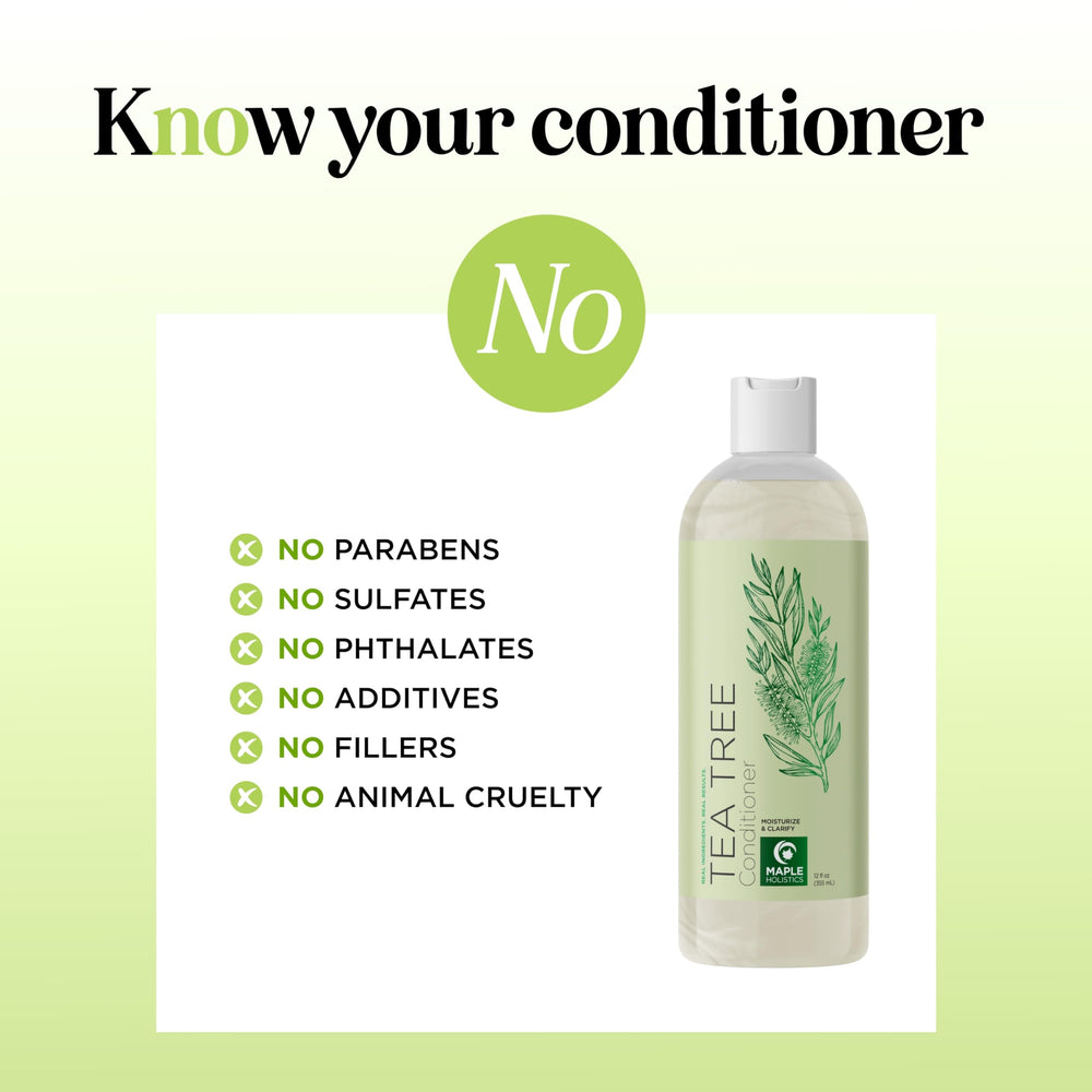 Swatch of Maple Holistics Tea Tree Conditioner texture on hair demonstrating softness