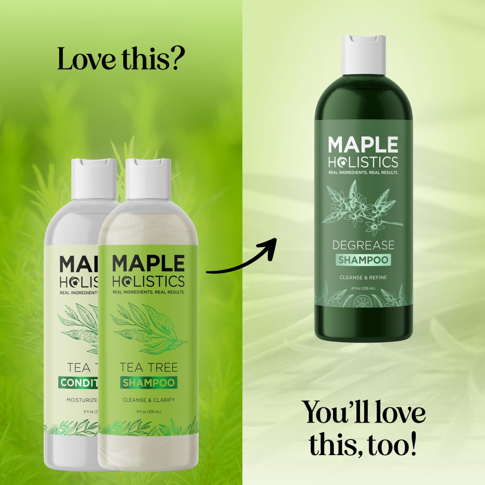 Maple Holistics Tea Tree Oil droplets highlight natural essential oil blend