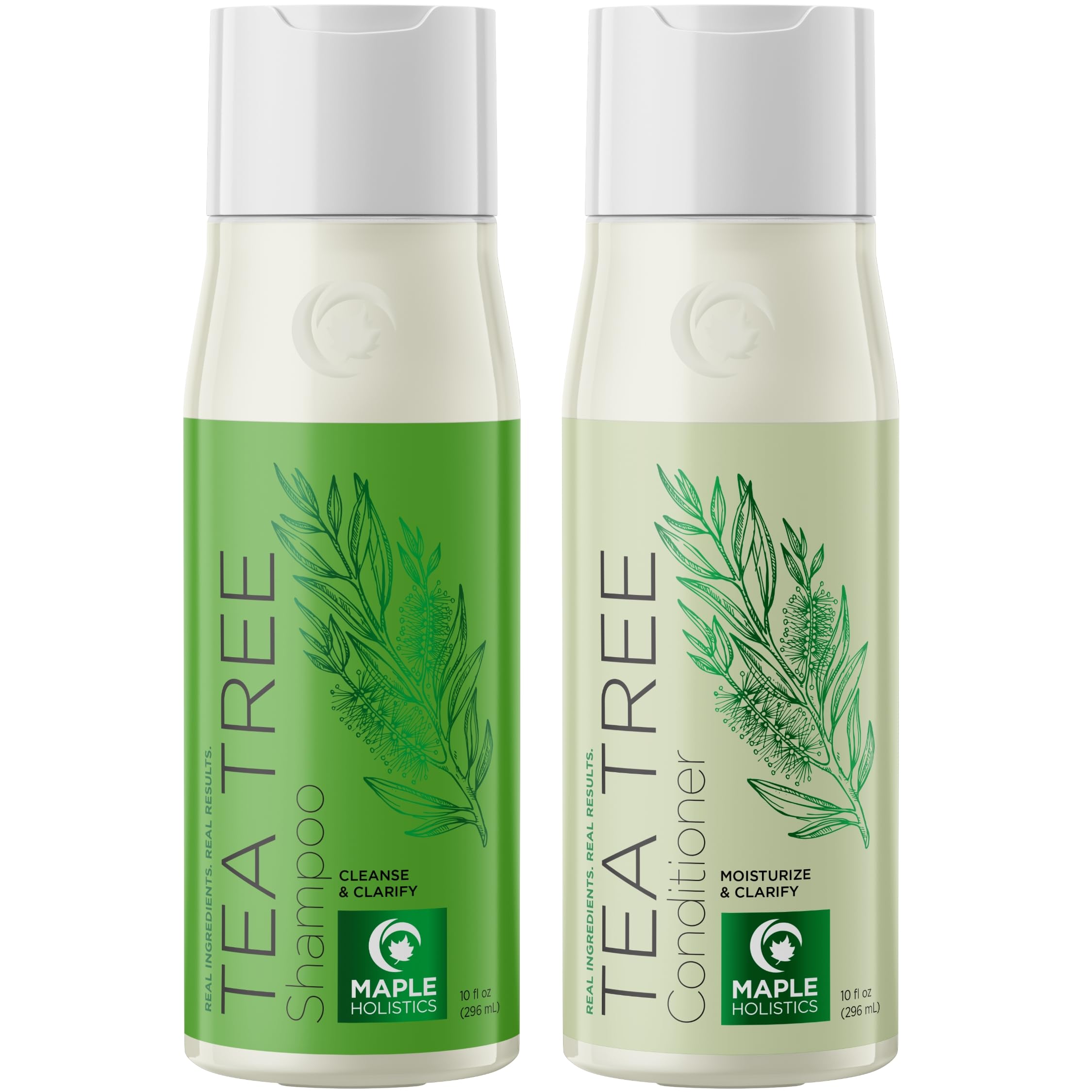 Maple Holistics Tea Tree Shampoo bottle promotes refreshing cleanse for oily scalp