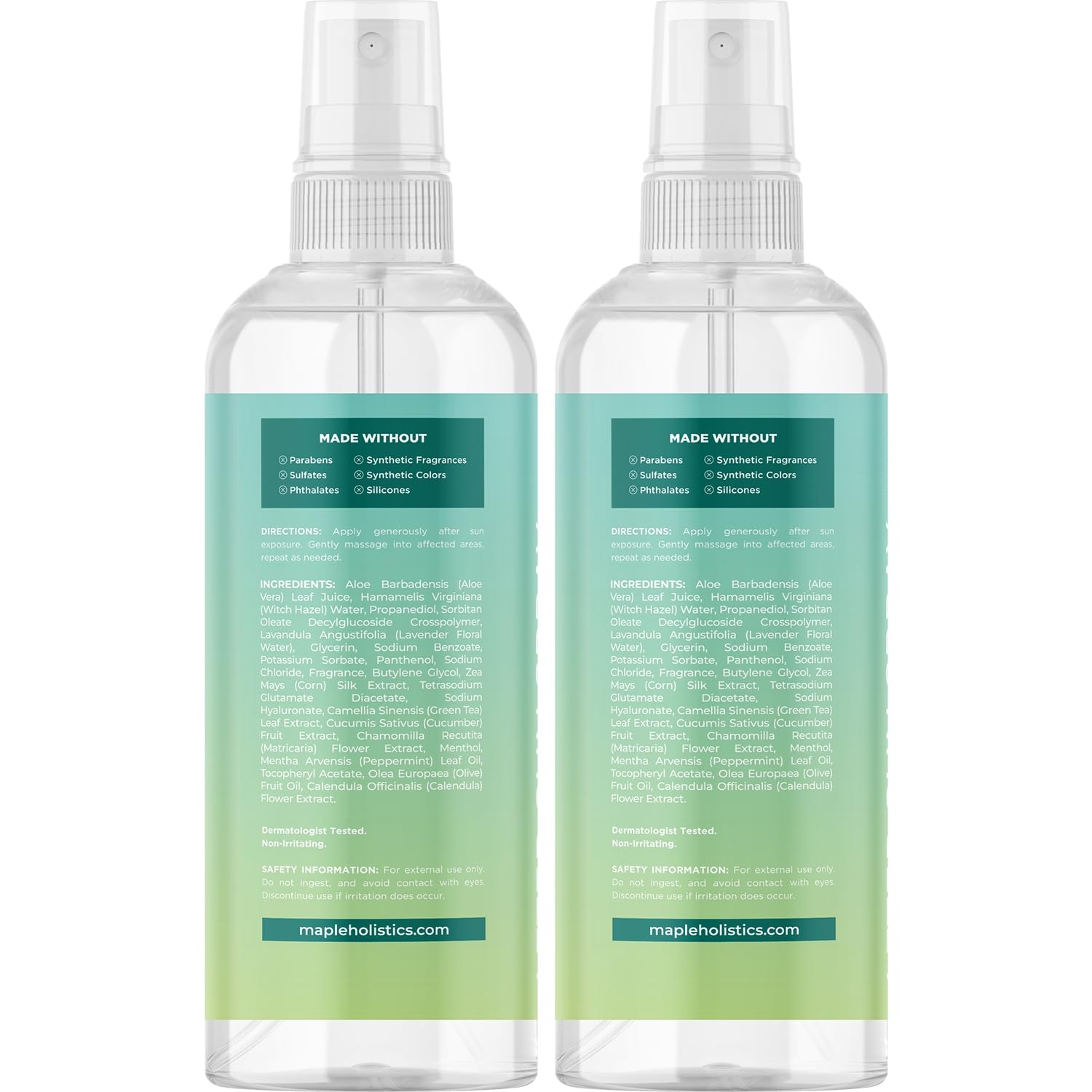 Vitamin E and hyaluronic acid in Maple Holistics spray nourish skin