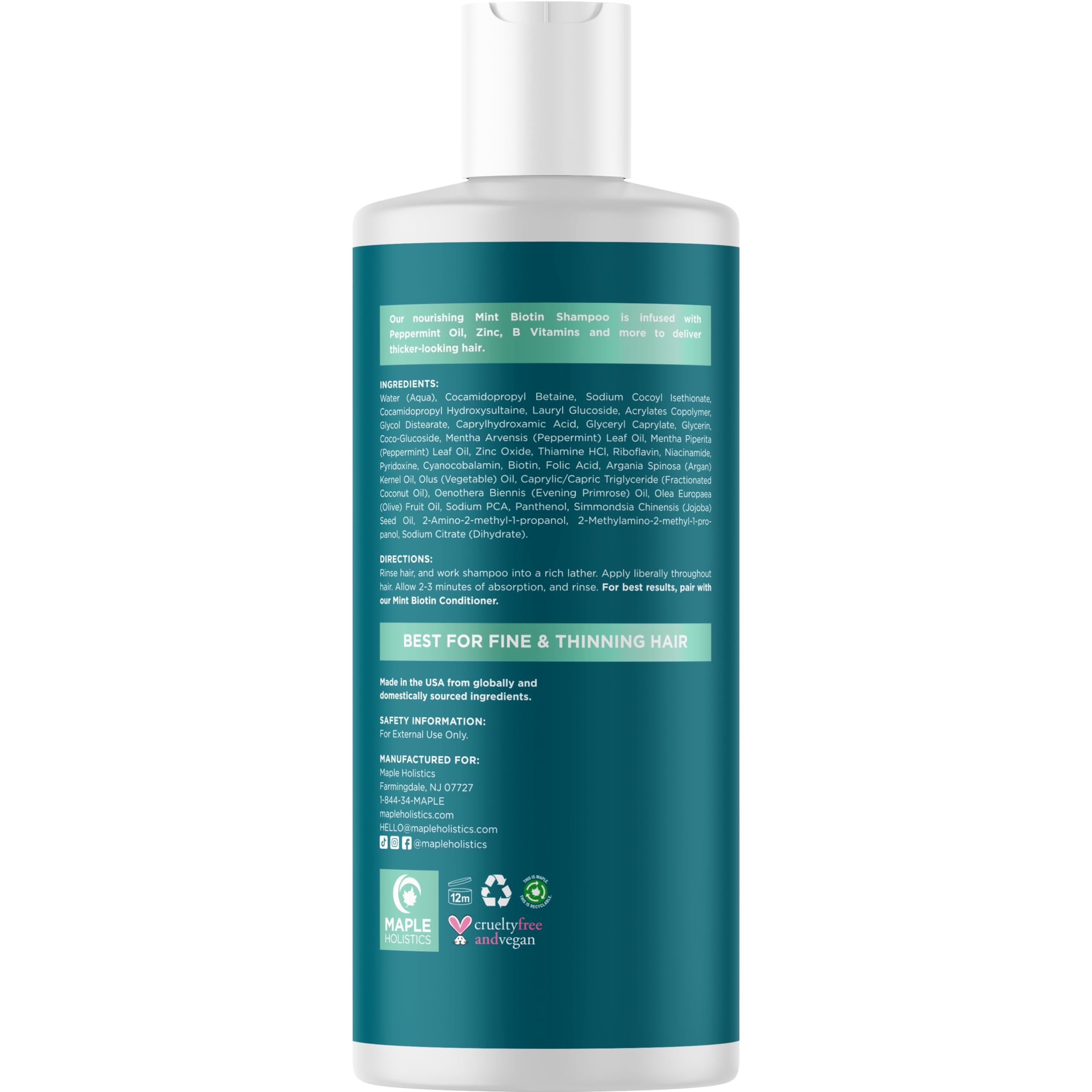 Maple Holistics dry scalp care close-up with biotin and coconut oil