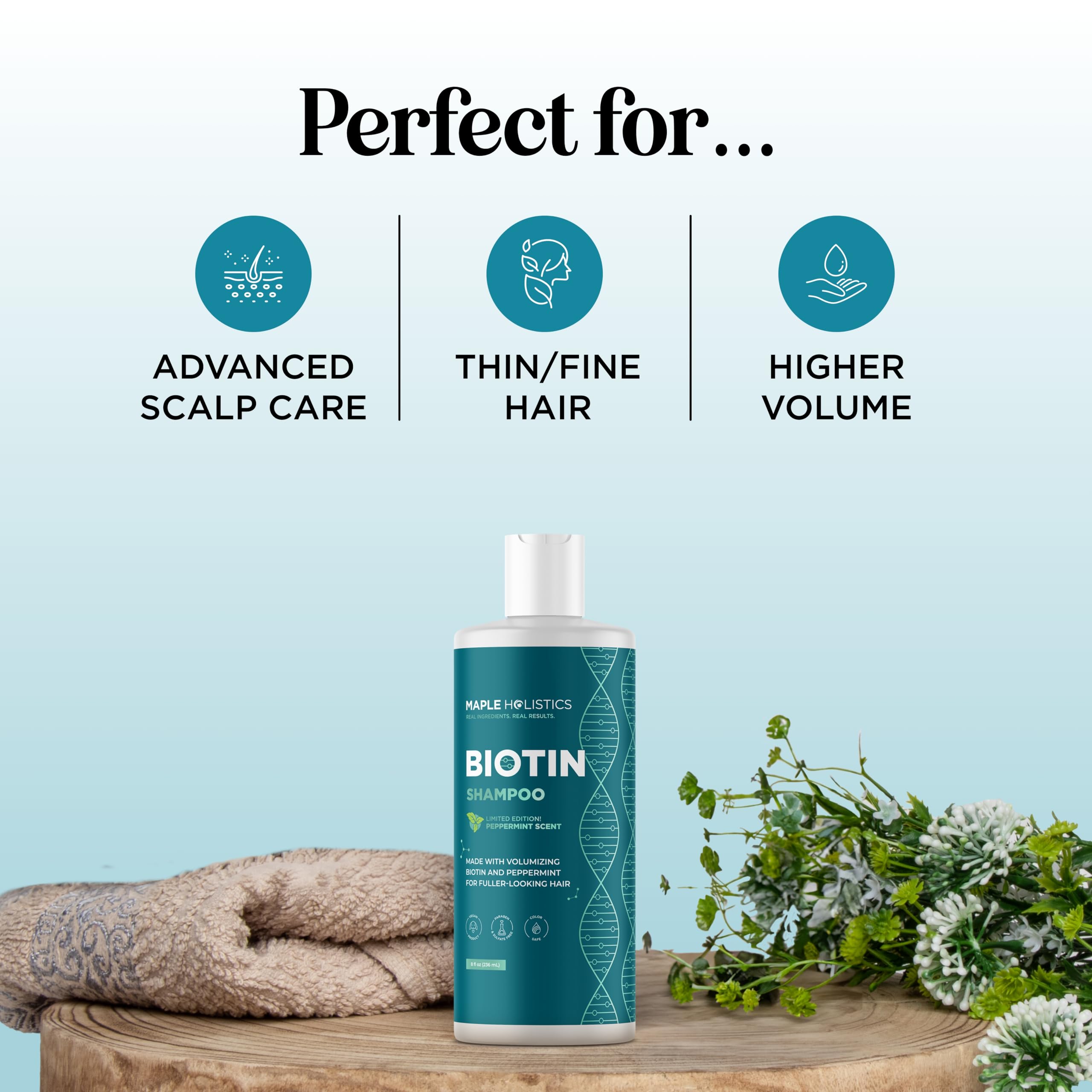 Maple Holistics volumizing result after use with visible root lift.