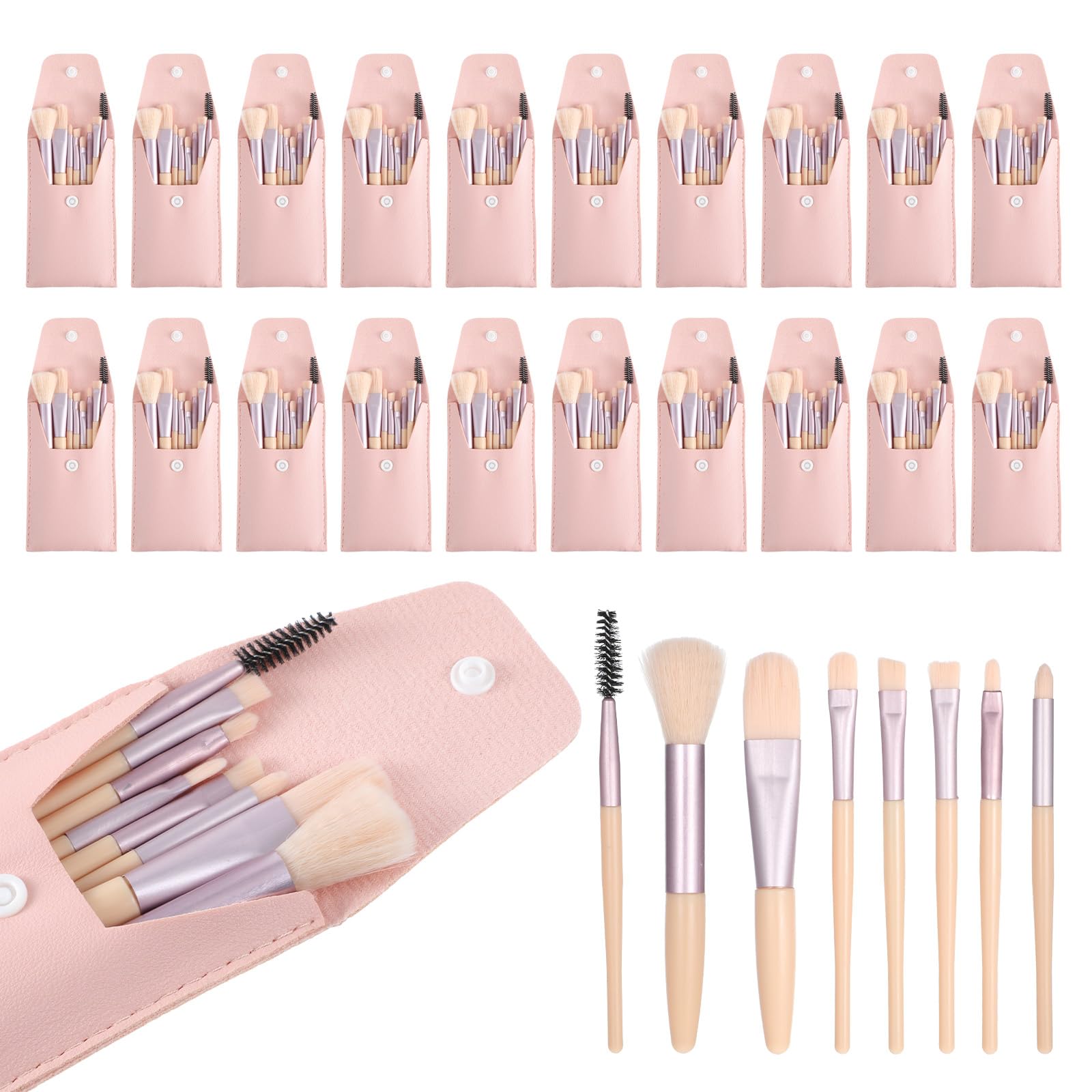 MAQUITA 20-set pink travel makeup brushes with compact case for easy carry