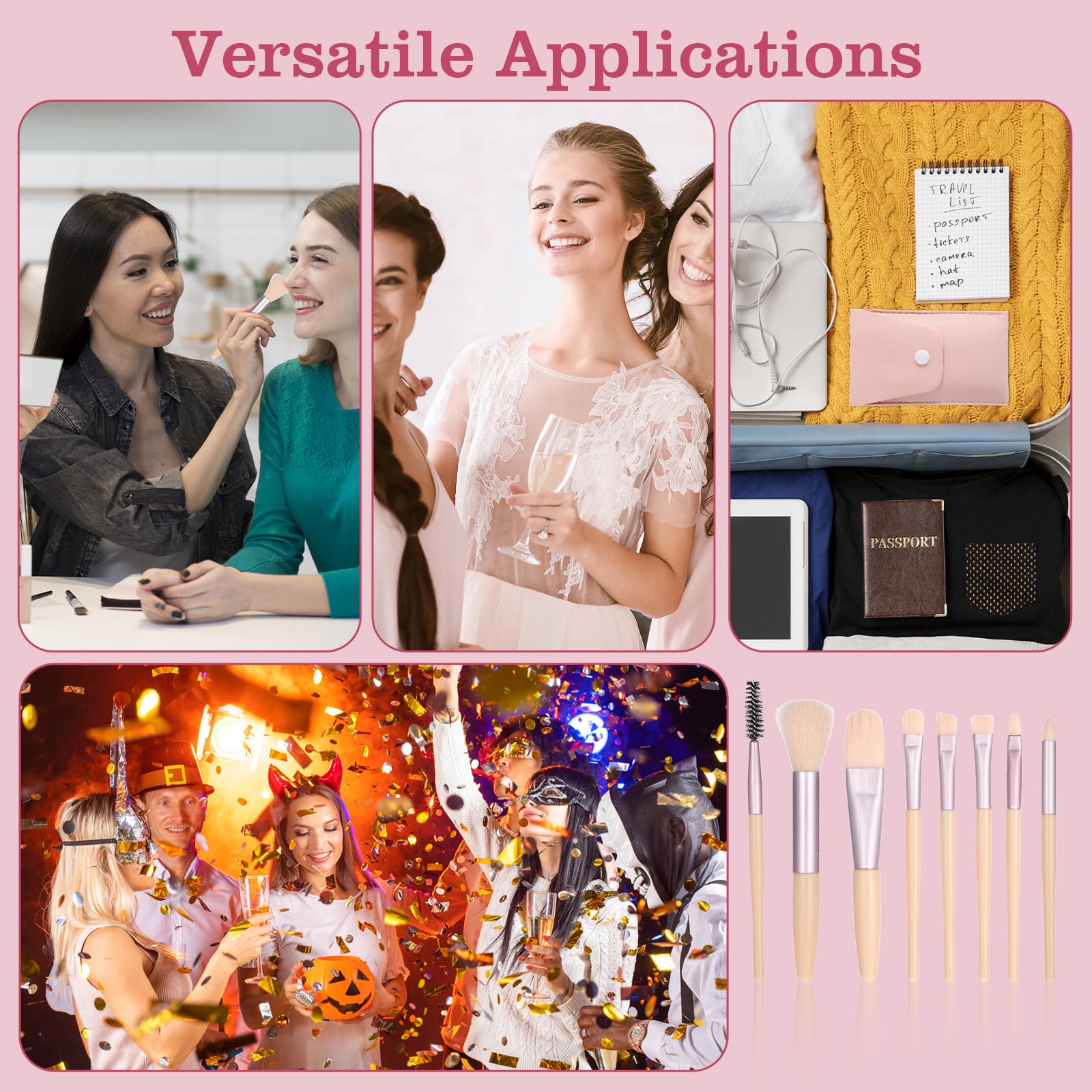 Ivory beige MAQUITA brush packaging emphasizes durable PU bag and sturdy handles