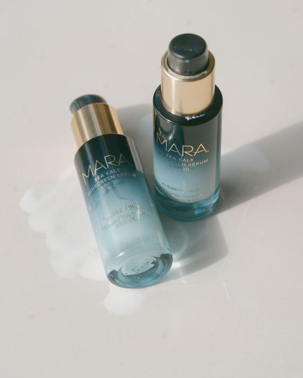 MARA Sea Kale Sunscreen Serum application demonstrates easy blending and quick absorption.
