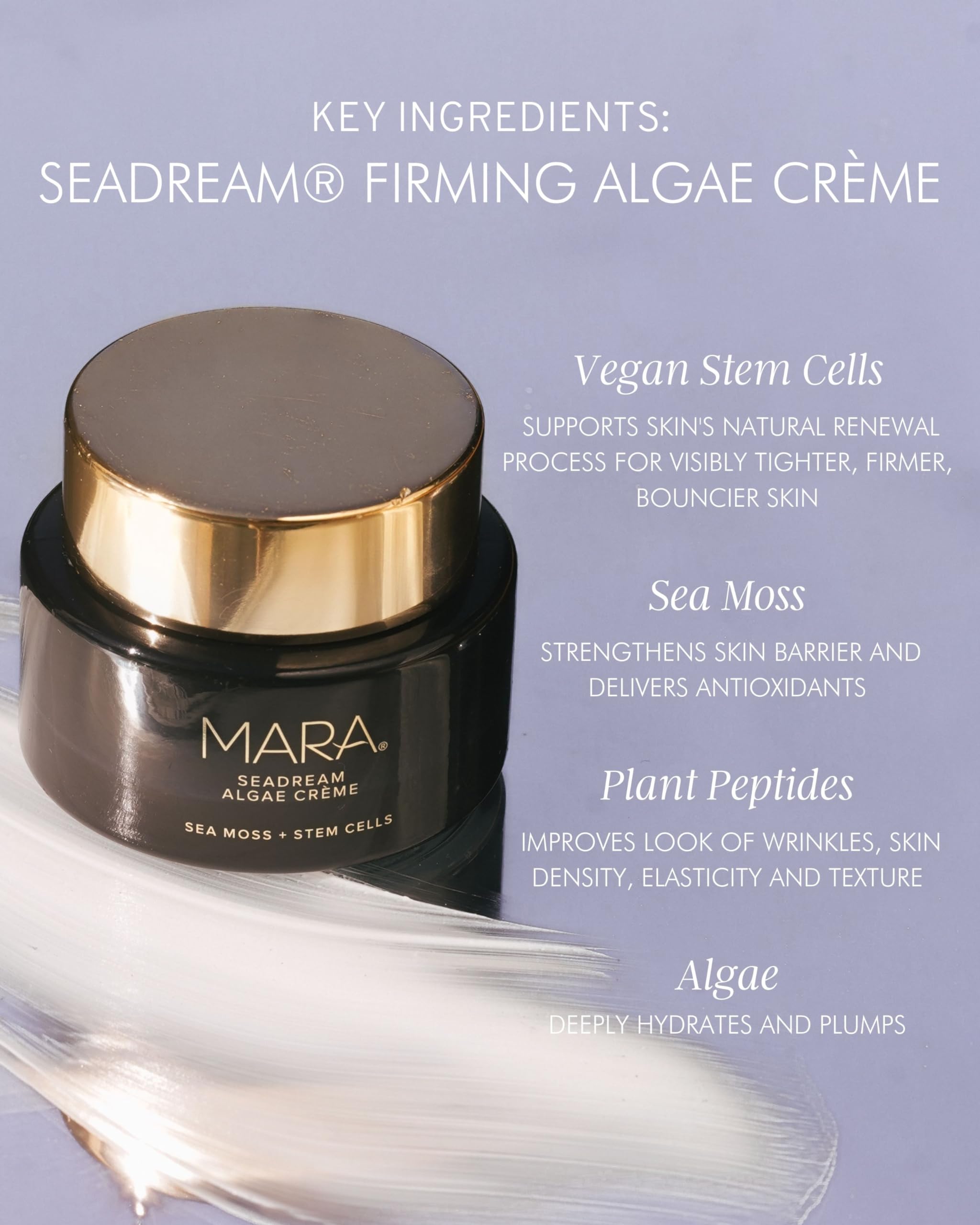 Night routine image with MARA SeaDream Creme for dewy morning skin.