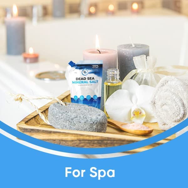 Marco Esra Dead Sea Salt mineral-rich bath enhances hydration and gentle exfoliation.