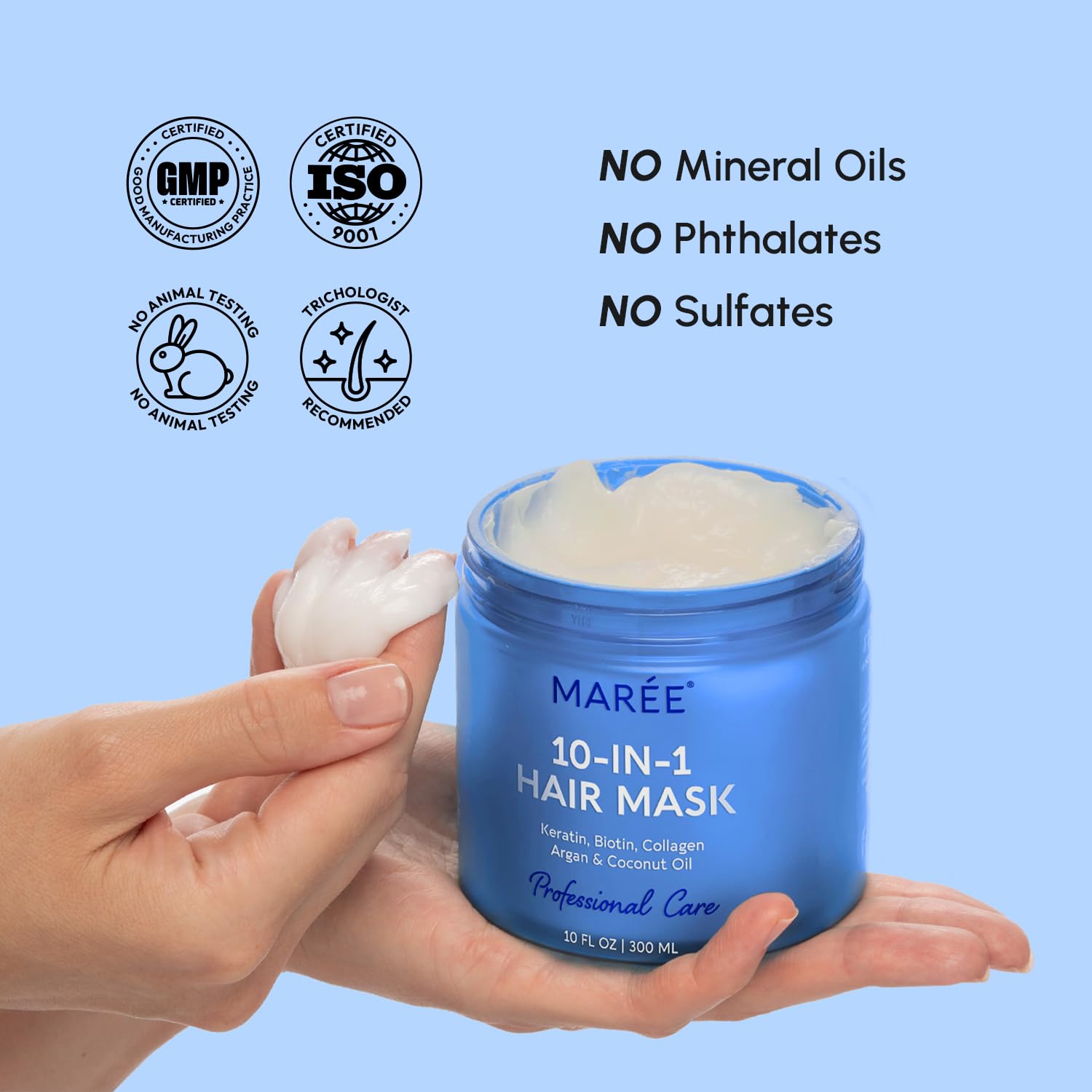 MAREE Argan Oil Hair Mask jar offers frizz control and shine