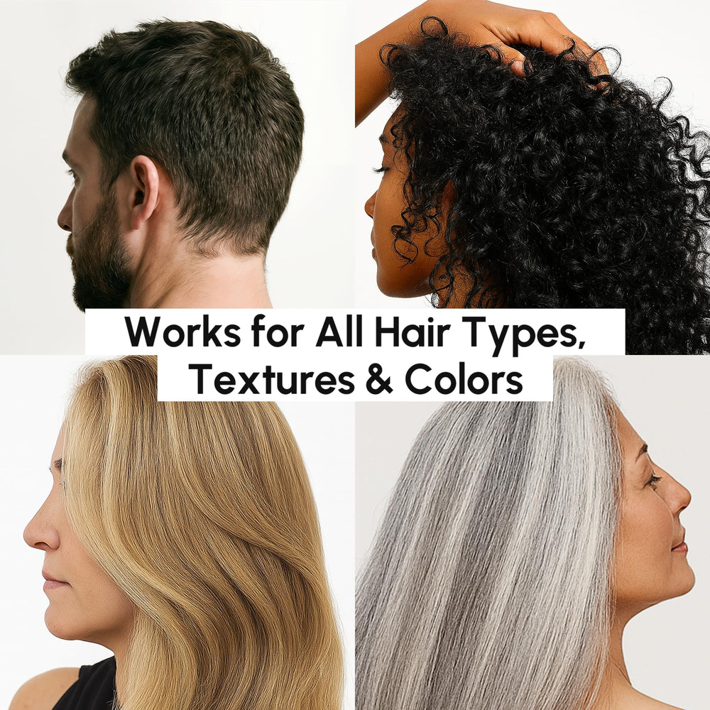 Biotin and caffeine blend highlighted for hair vitality.
