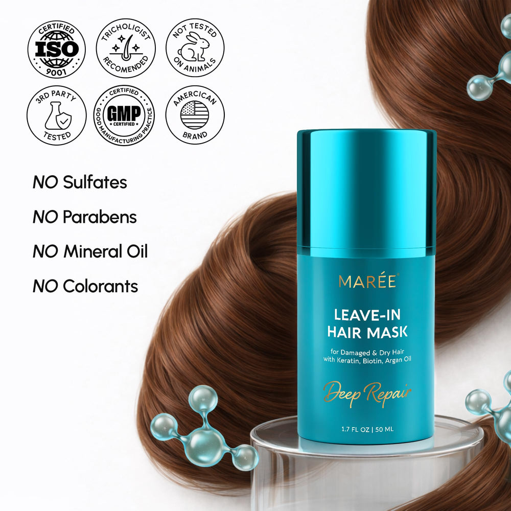 Molecular bond-support concept graphic on MAREE packaging