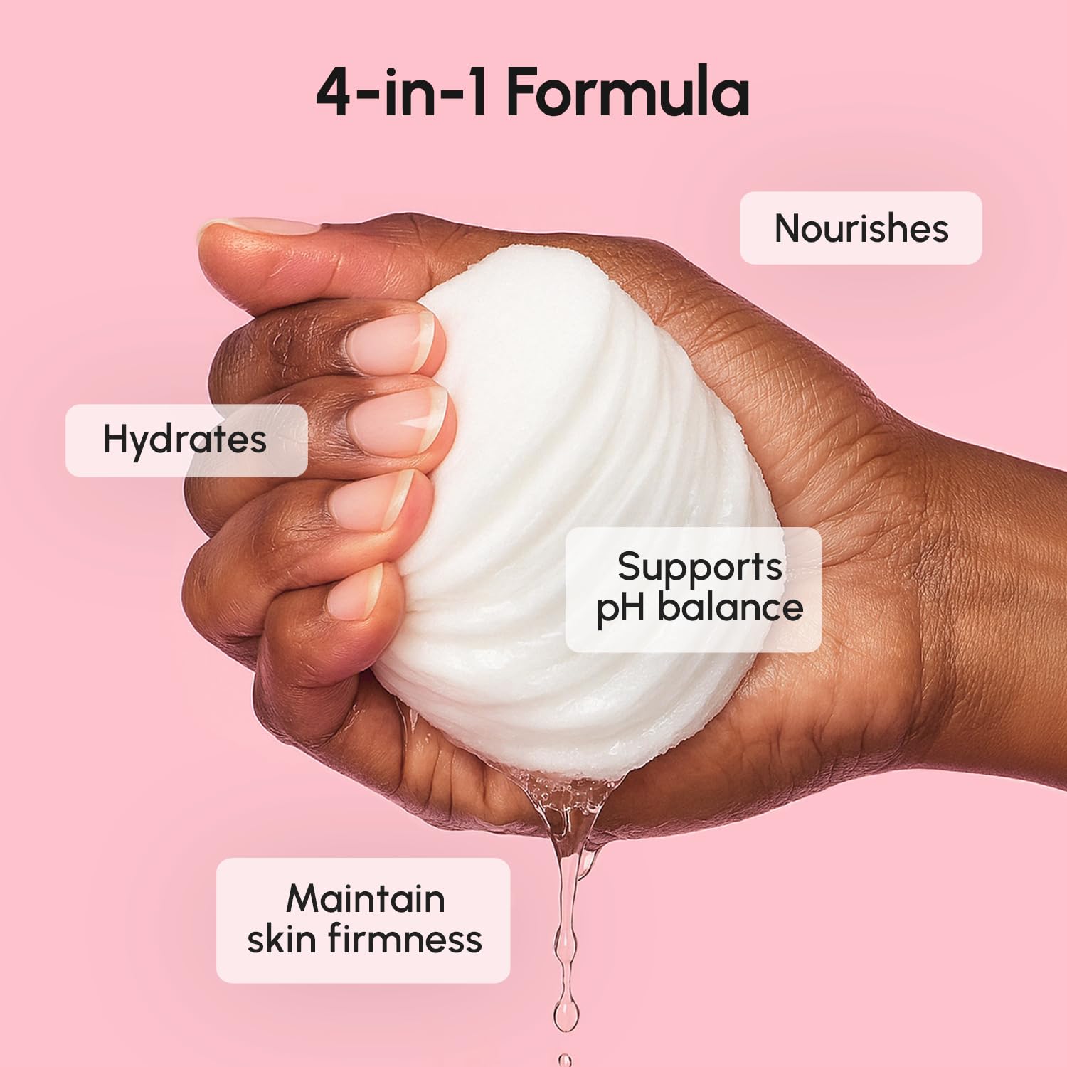 MAREE collagen ampoule pad held on fingertip shows firmness boost