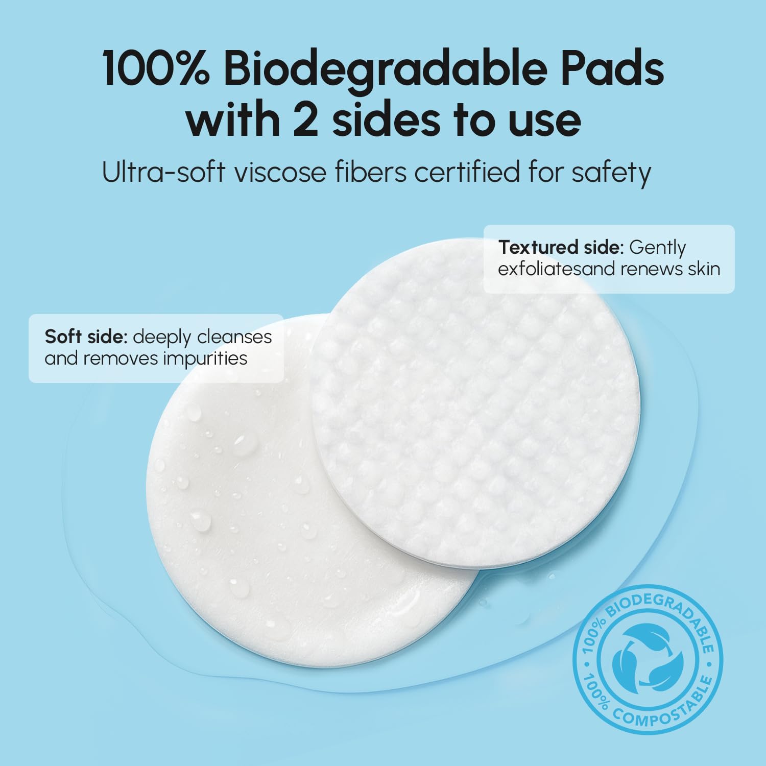 MAREE Exfoliating pads application closeup showing ready-to-use design