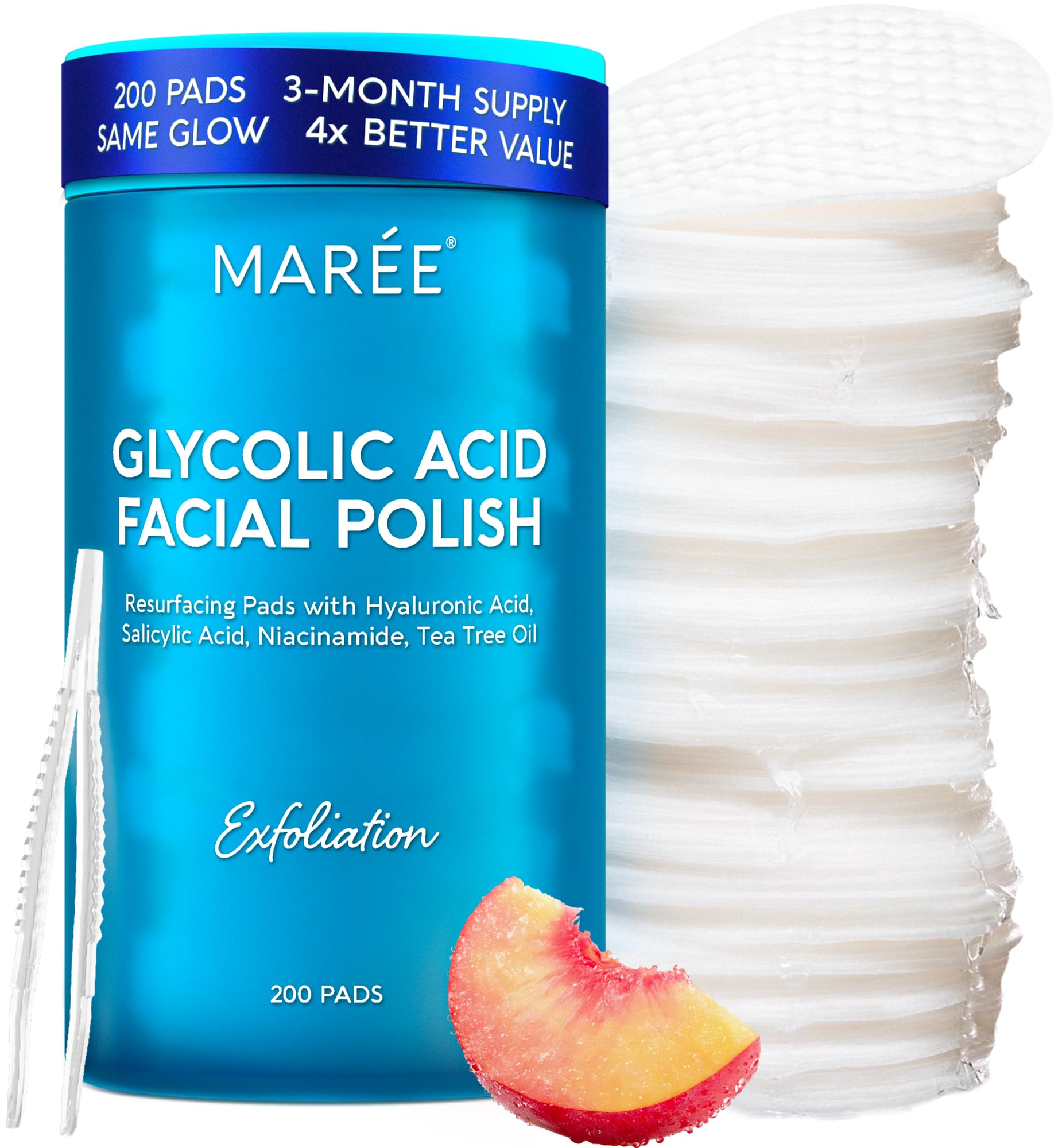 MAREE Glycolic Pads for cleansing face to start a radiant skin routine.