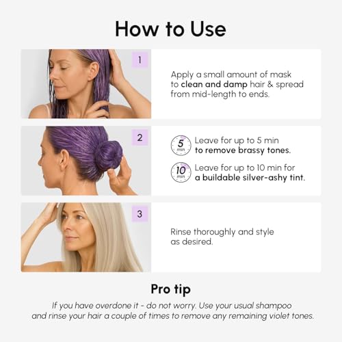 Hands applying MAREE purple toner with timer 5–10 minutes.