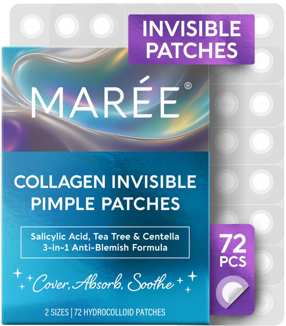 MAREE invisible pimple patch on skin offers discreet blemish coverage overnight.