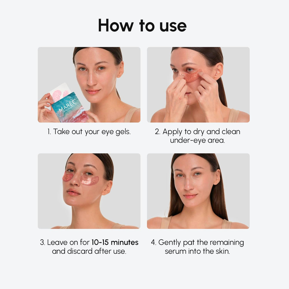 MAREE Pink Eye Gels provide cooling relief for the under-eye area.