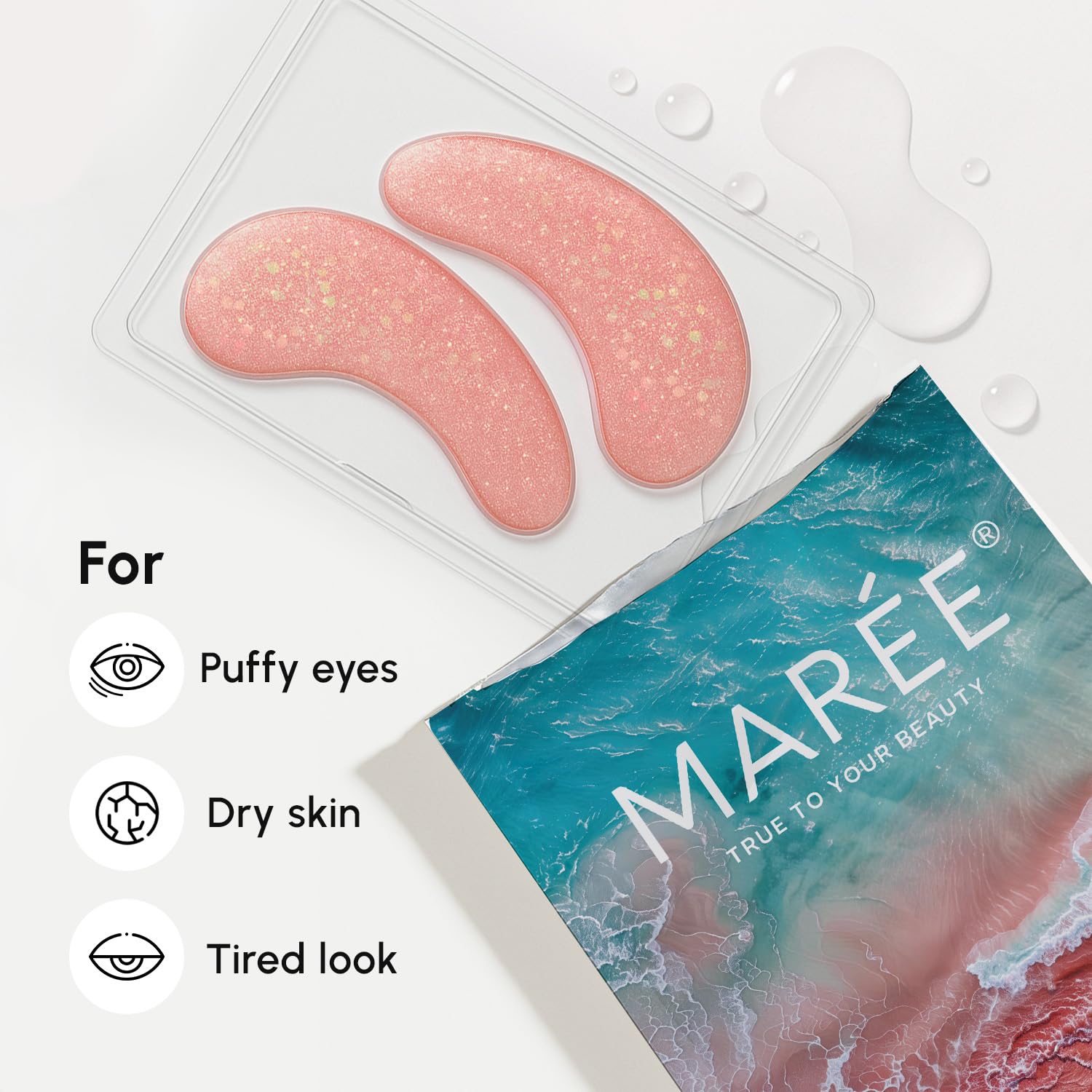 MAREE Pink Eye Gels use pearl extract for subtle glow.