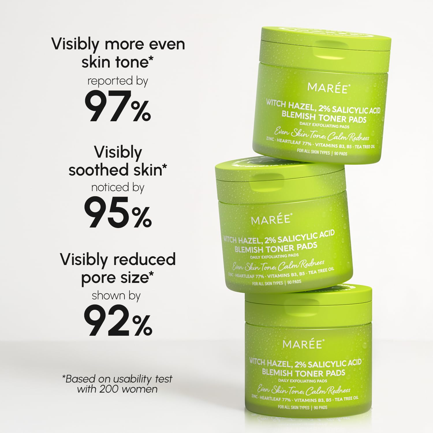 MAREE pore-blurring toner pad close-up with refreshing finish.
