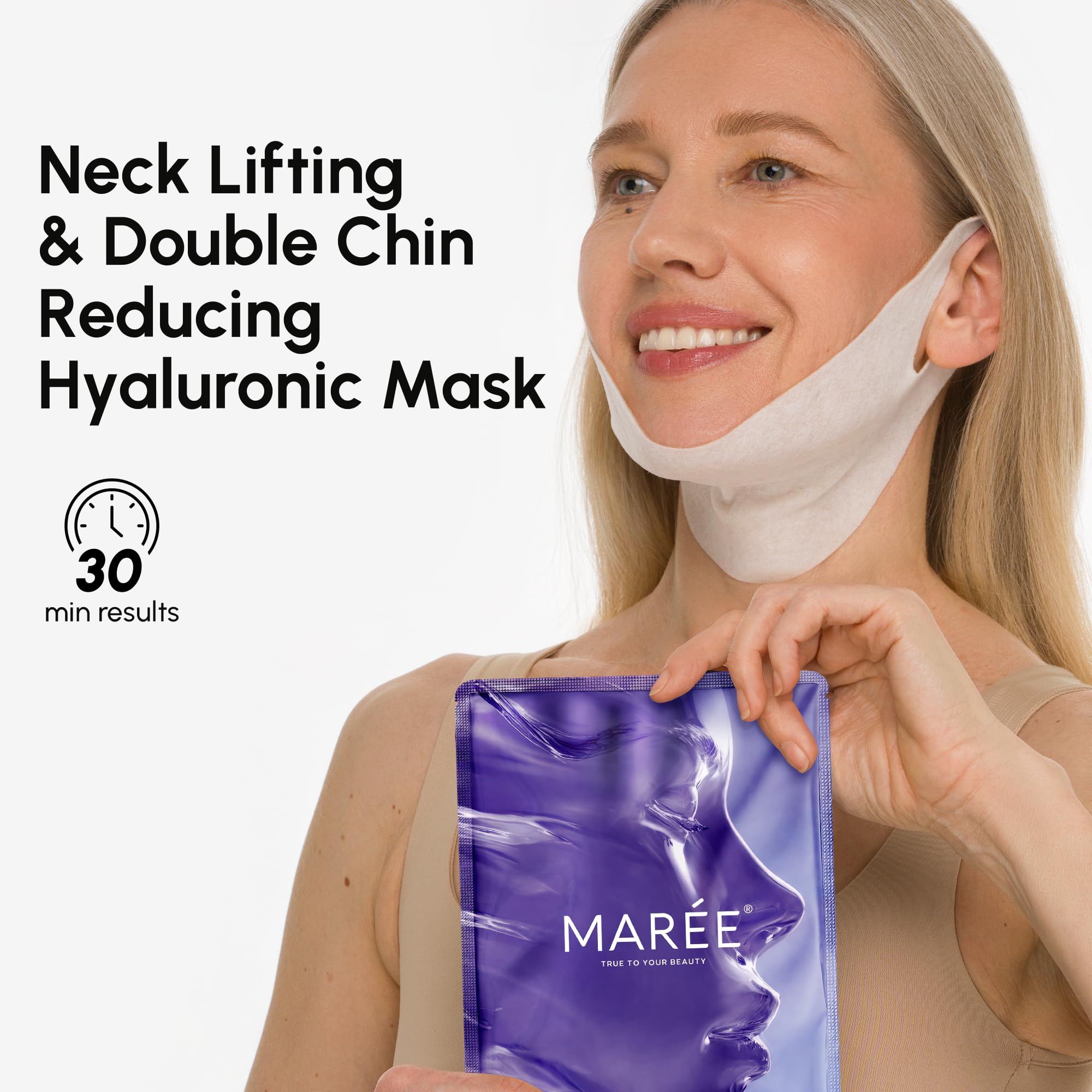MAREE V Line Lifting Mask applied to the jawline area for contouring potential.