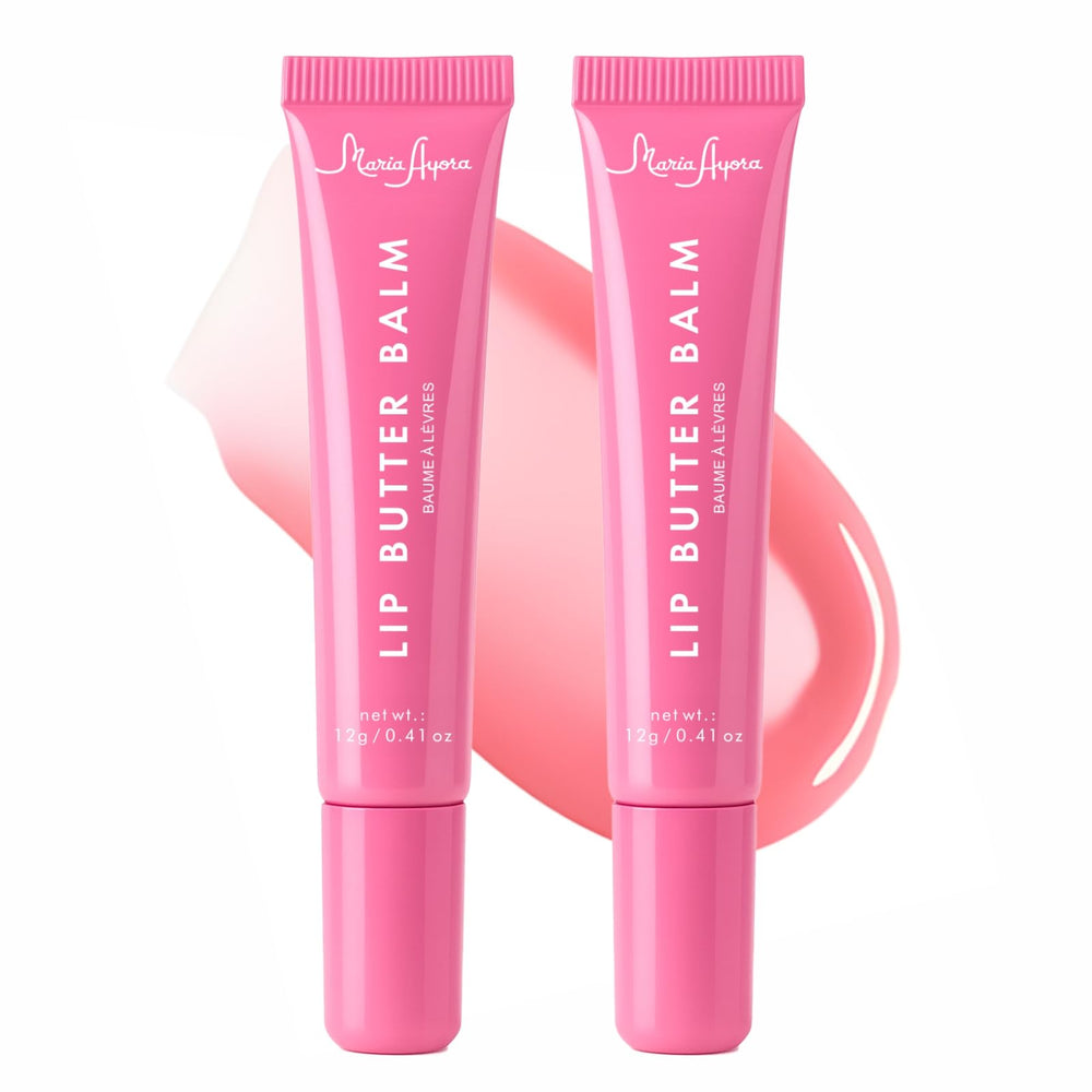 MARIA AYORA Deep Hydrating Lip Butter Balm 2-pack in sheer pink — long-lasting moisture.