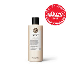 Maria Nila Head & Hair Heal Shampoo label closeup, vegan and sulfate-free