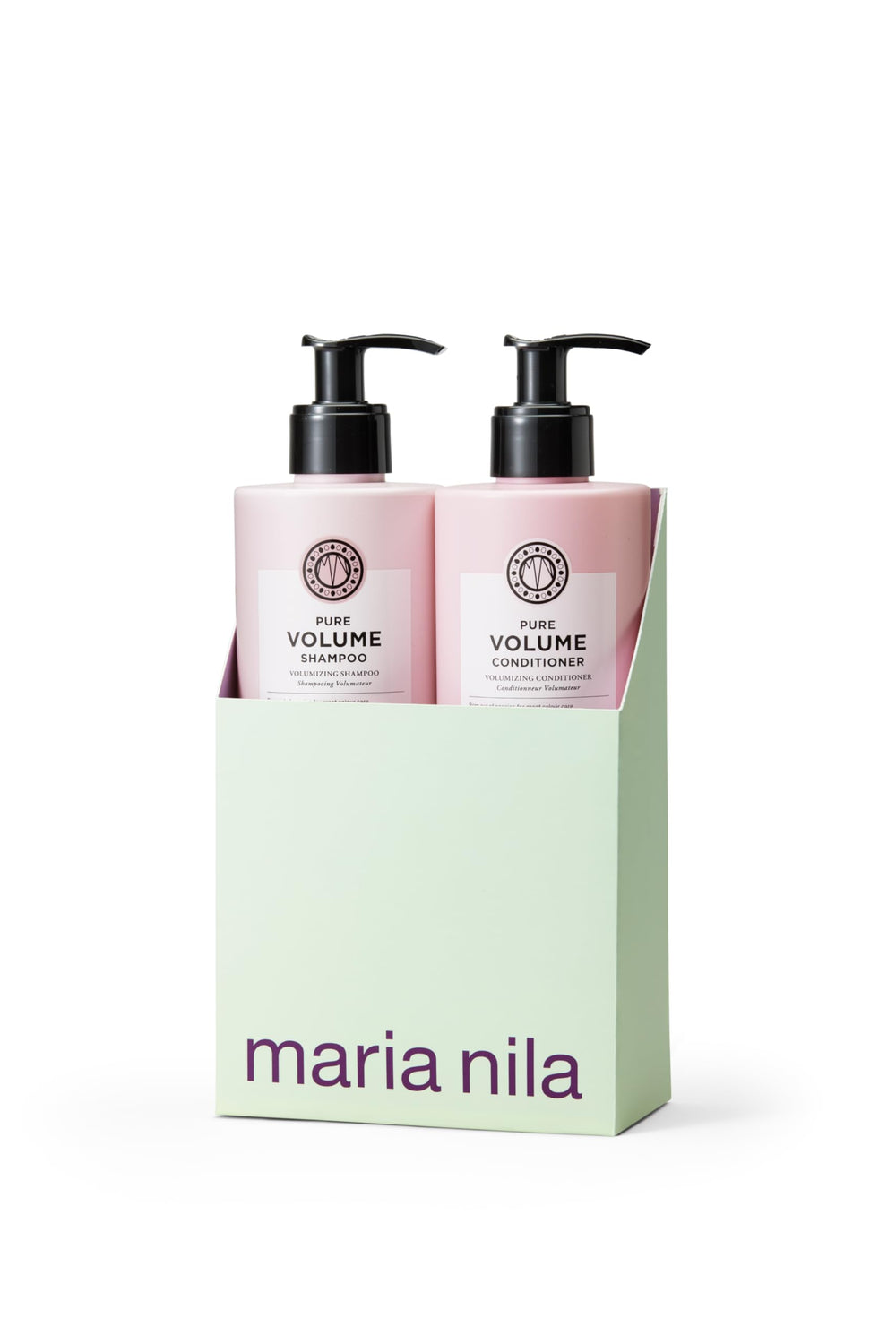 Maria Nila Pure Volume conditioner bottle for lasting lift and silky manageability.